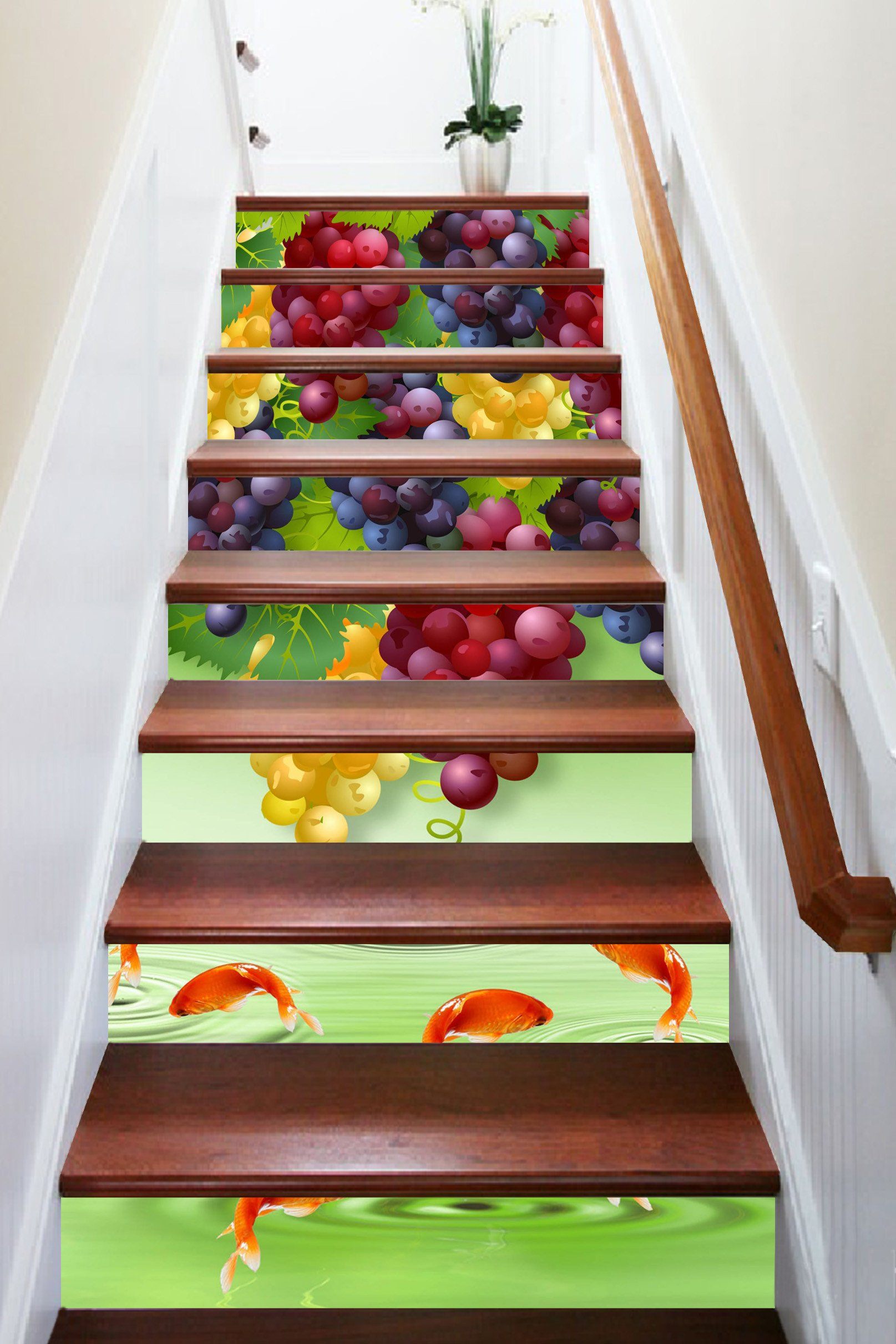 3D Color Grapes Fishes 1515 Stair Risers Wallpaper AJ Wallpaper