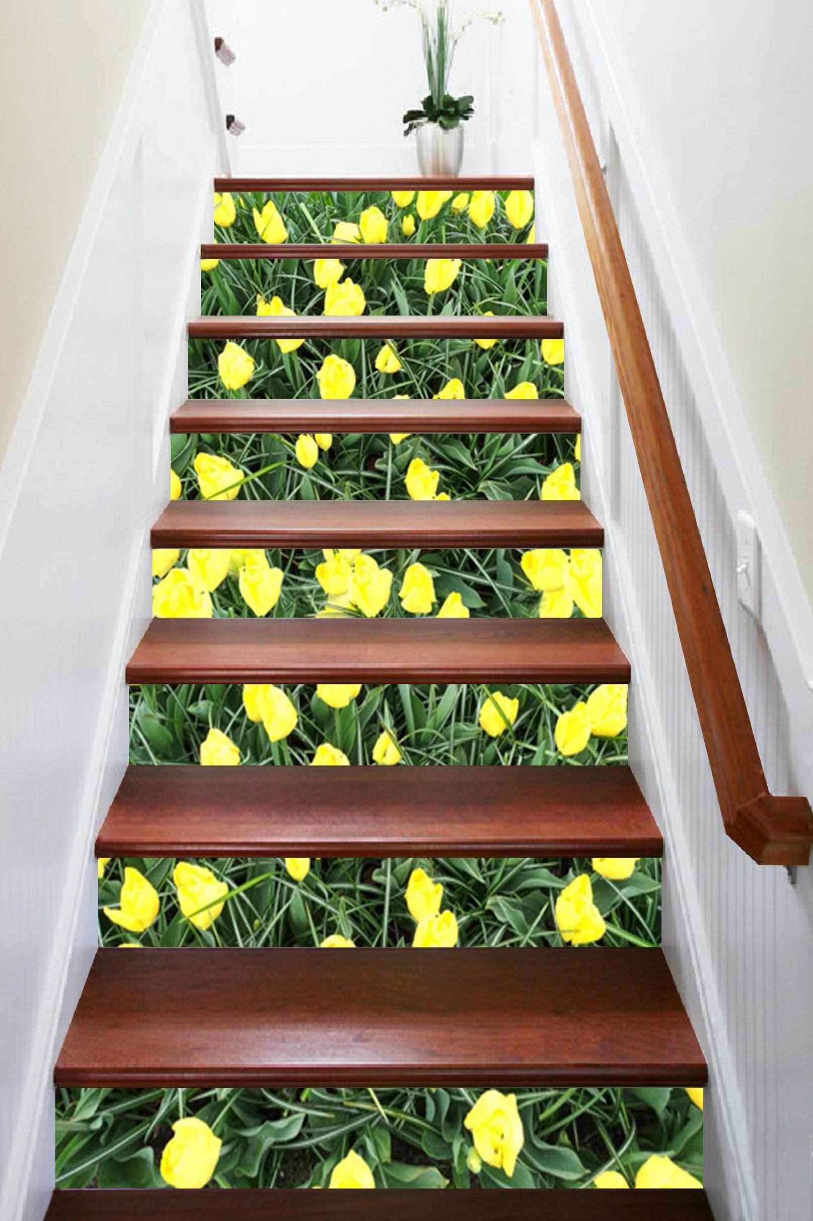 3D Grass Yellow Flowers 1475 Stair Risers Wallpaper AJ Wallpaper