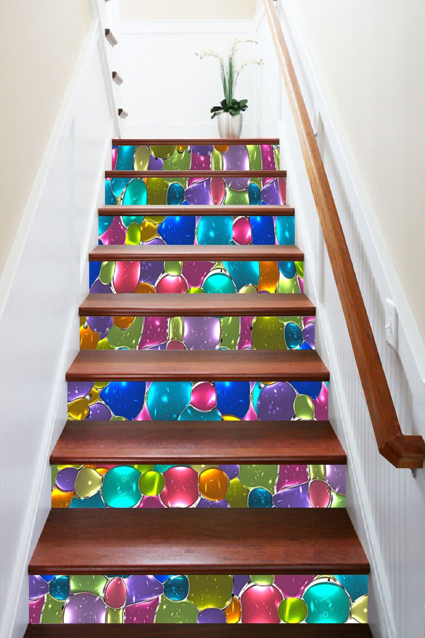 3D Bright Color Pattern 419 Stair Risers Wallpaper AJ Wallpaper