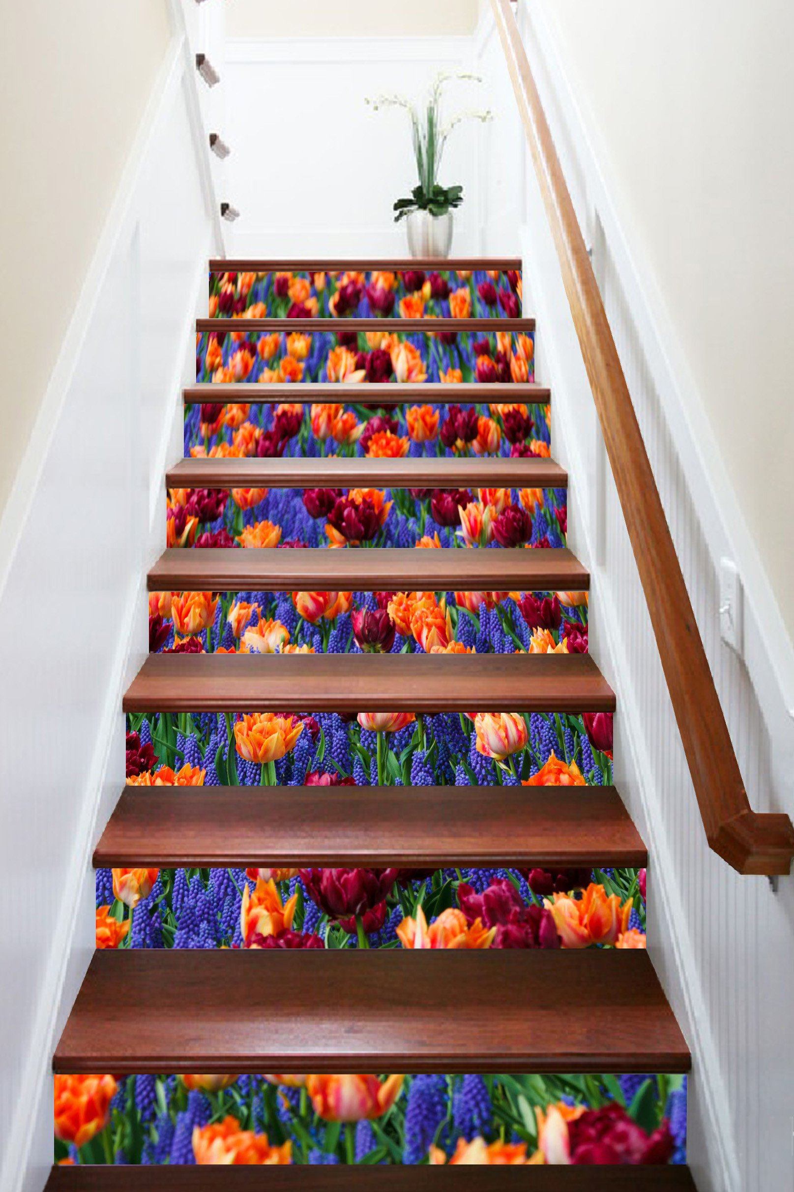 3D Colorful Flowers 755 Stair Risers Wallpaper AJ Wallpaper