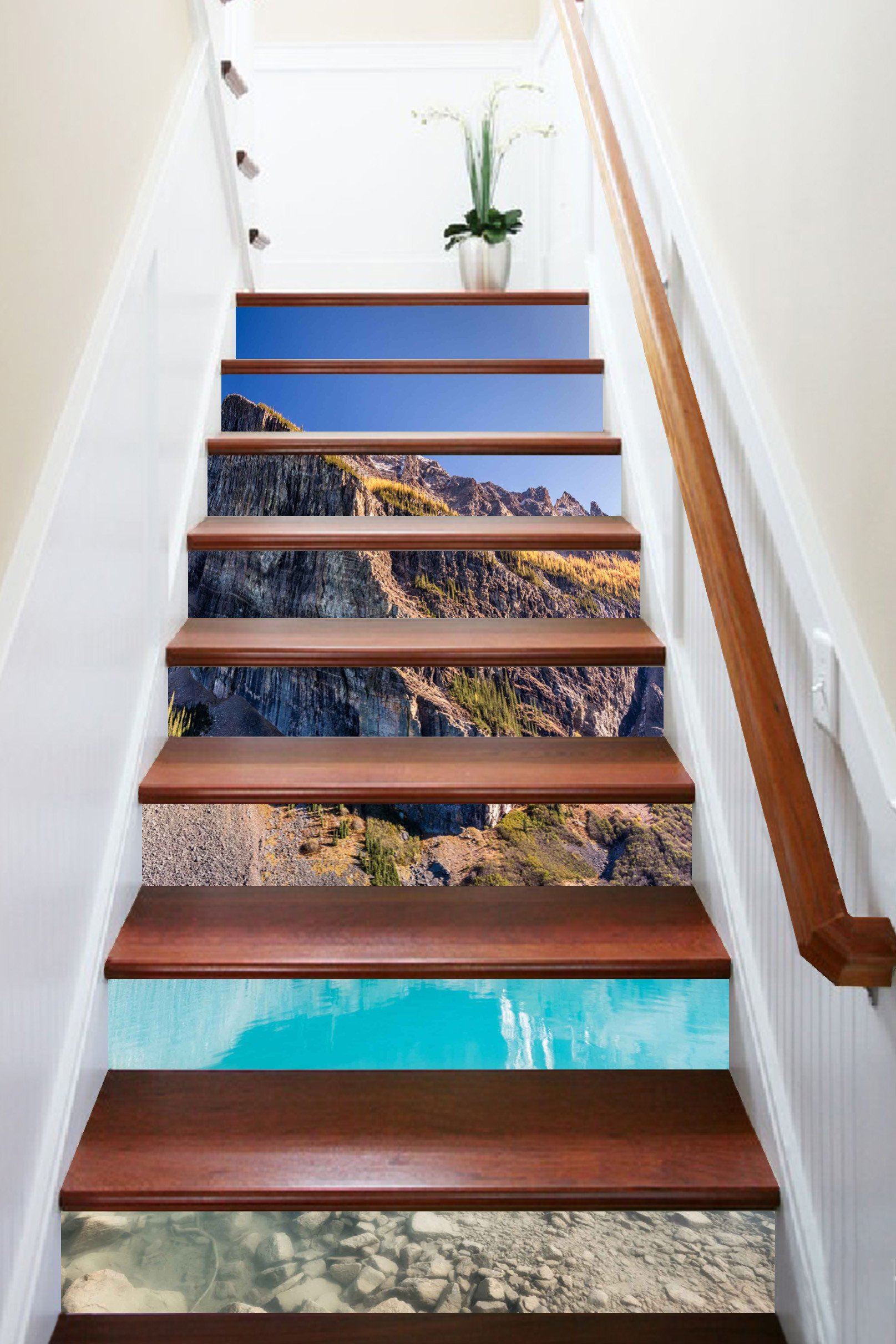 3D Pretty Blue Lake 871 Stair Risers Wallpaper AJ Wallpaper