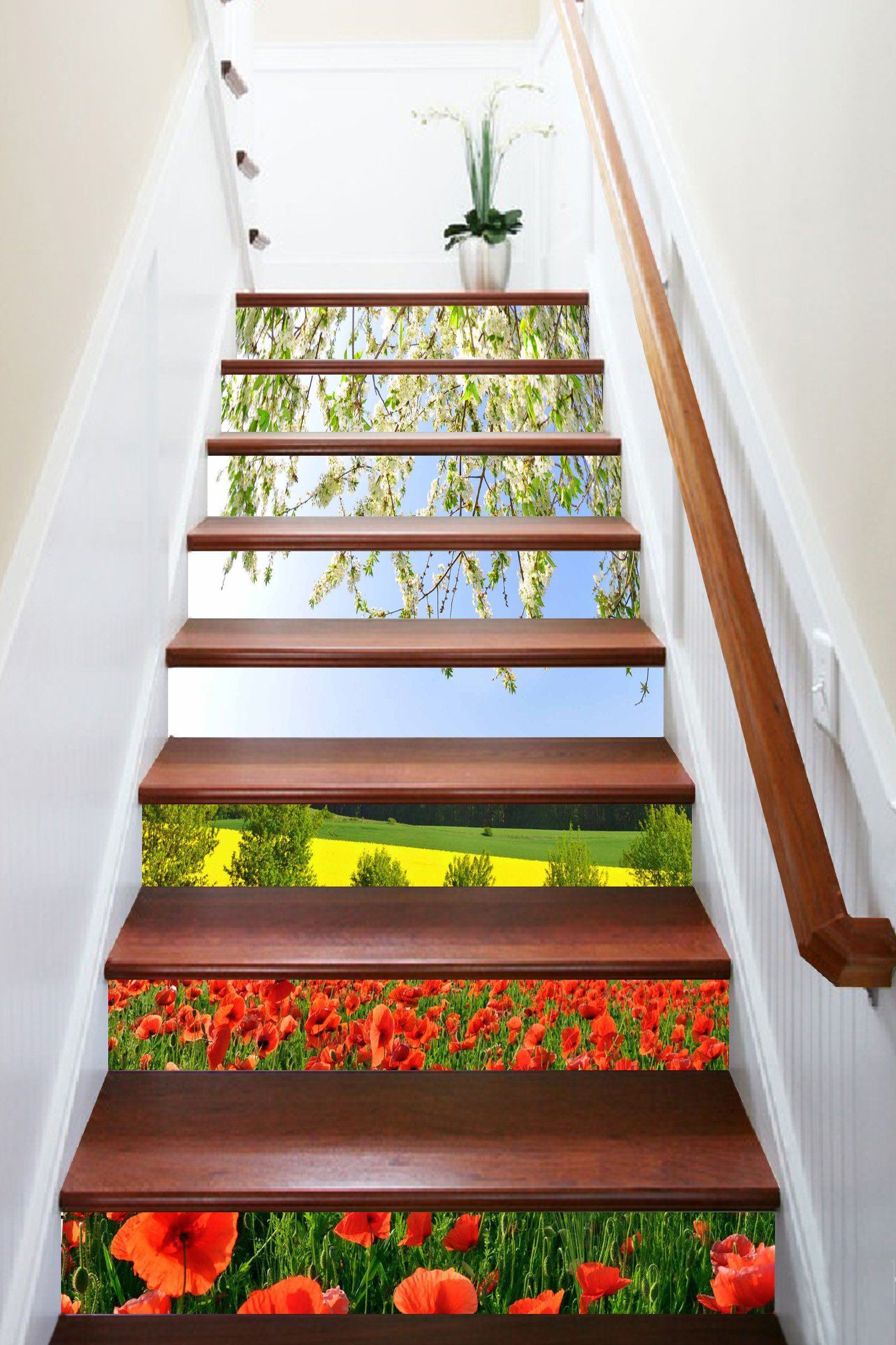 3D Flowers Field And Grassland 1034 Stair Risers Wallpaper AJ Wallpaper