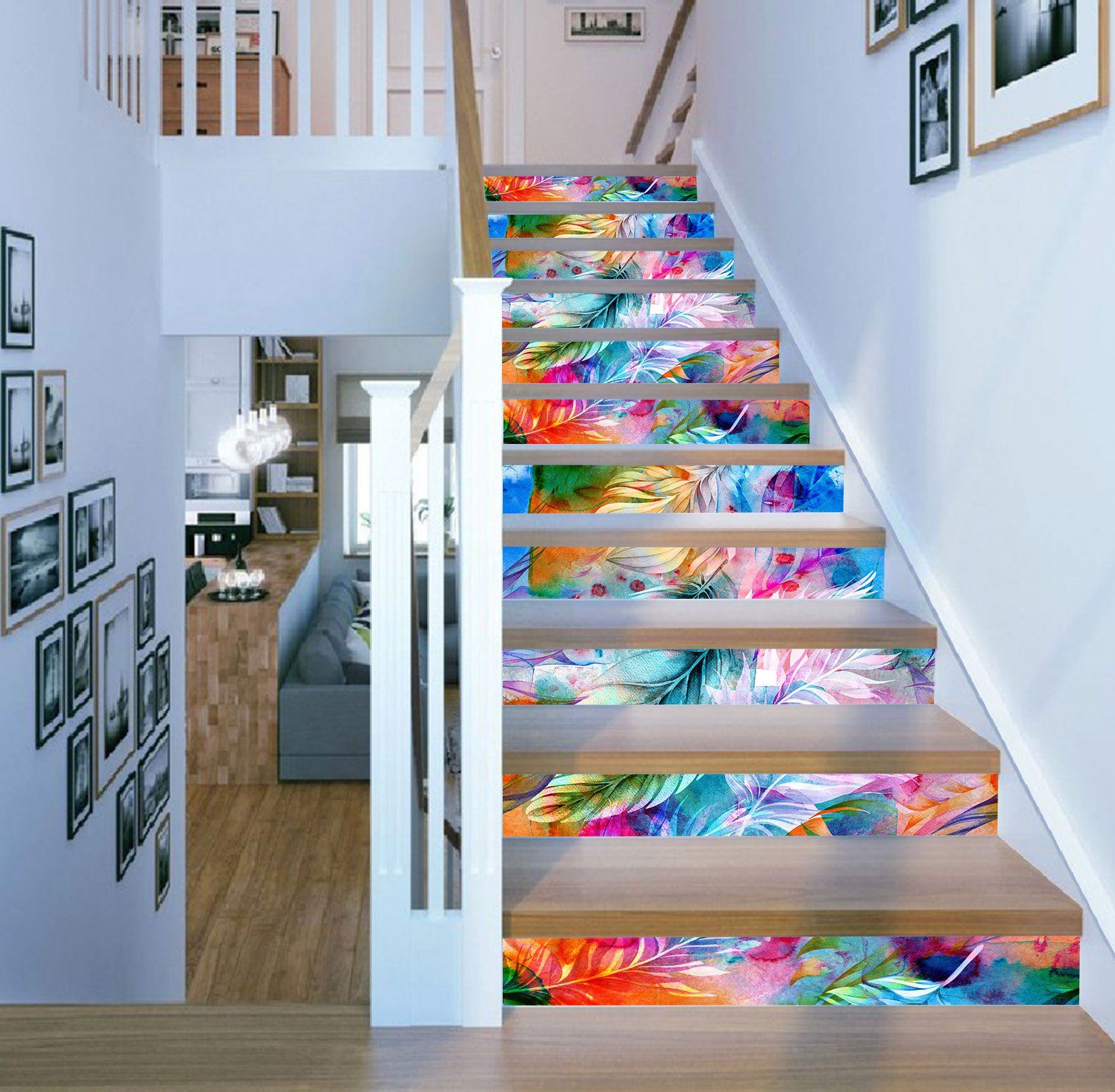 3D Colorful Leaves 2436 Stair Risers Wallpaper AJ Wallpaper