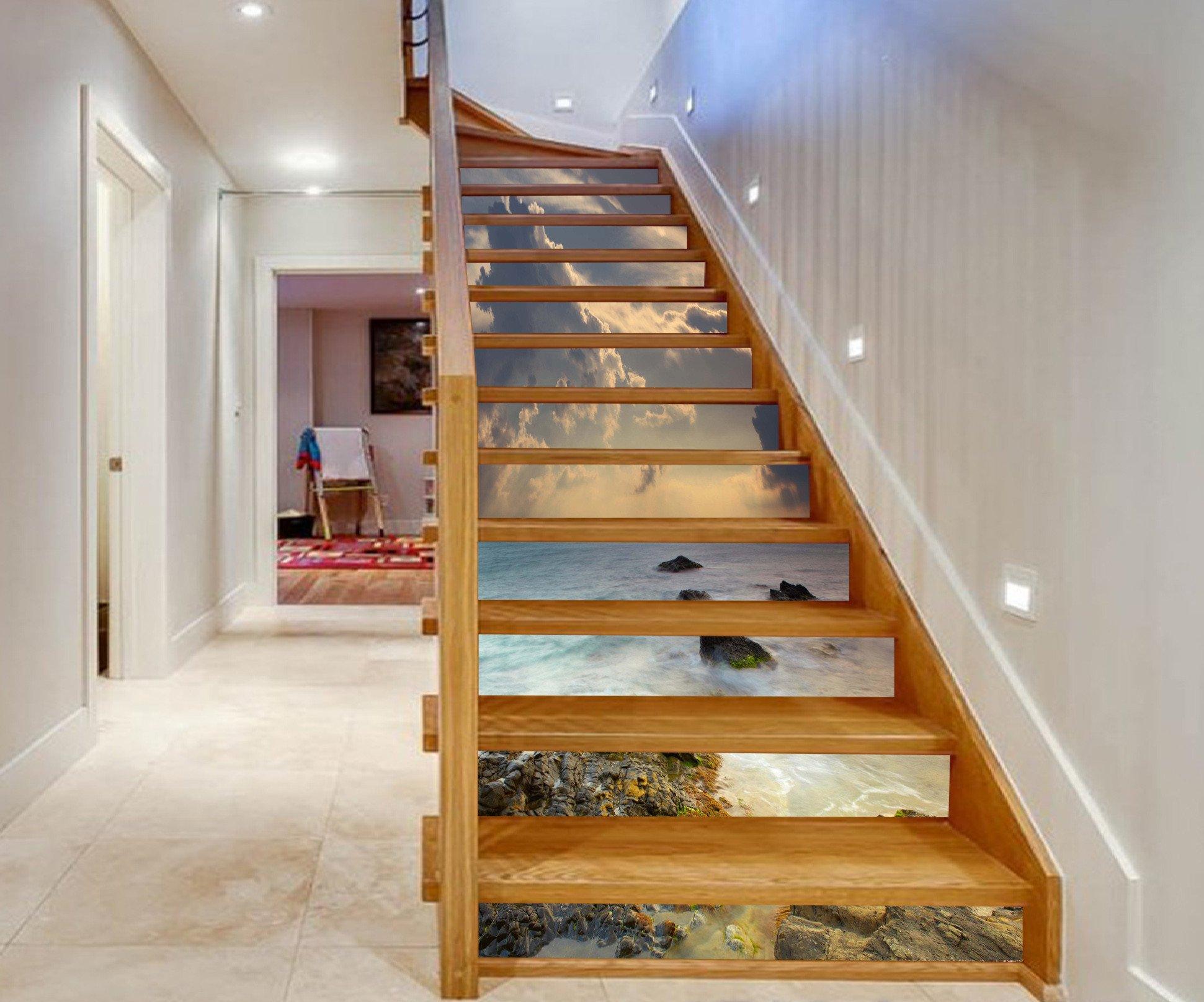 3D Sea Sunset 1305 Stair Risers Wallpaper AJ Wallpaper