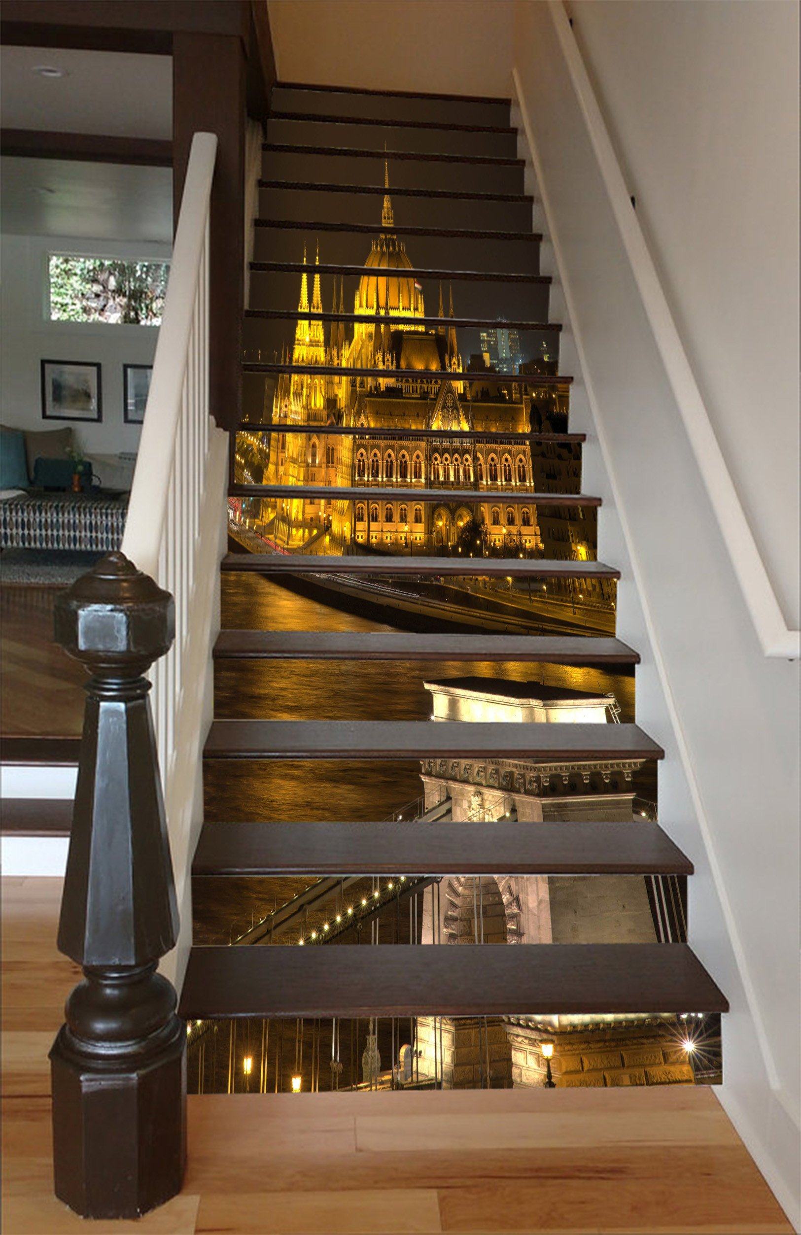 3D Shiny City Palace 1547 Stair Risers Wallpaper AJ Wallpaper