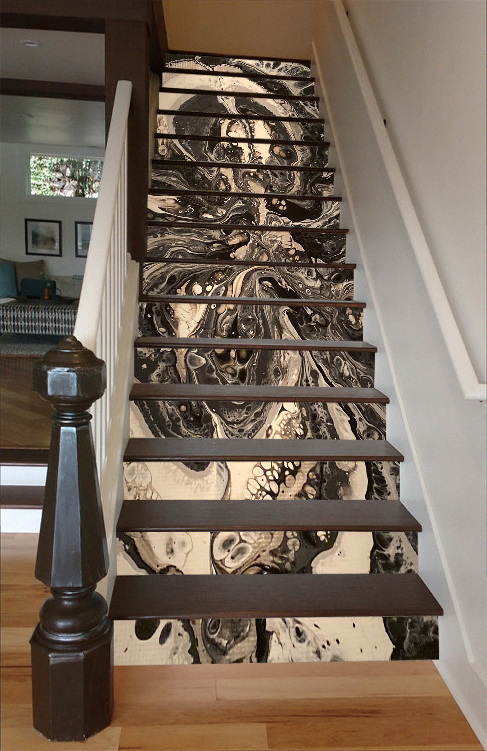 3D Brown Black Water Paint 90185 Valerie Latrice Stair Risers
