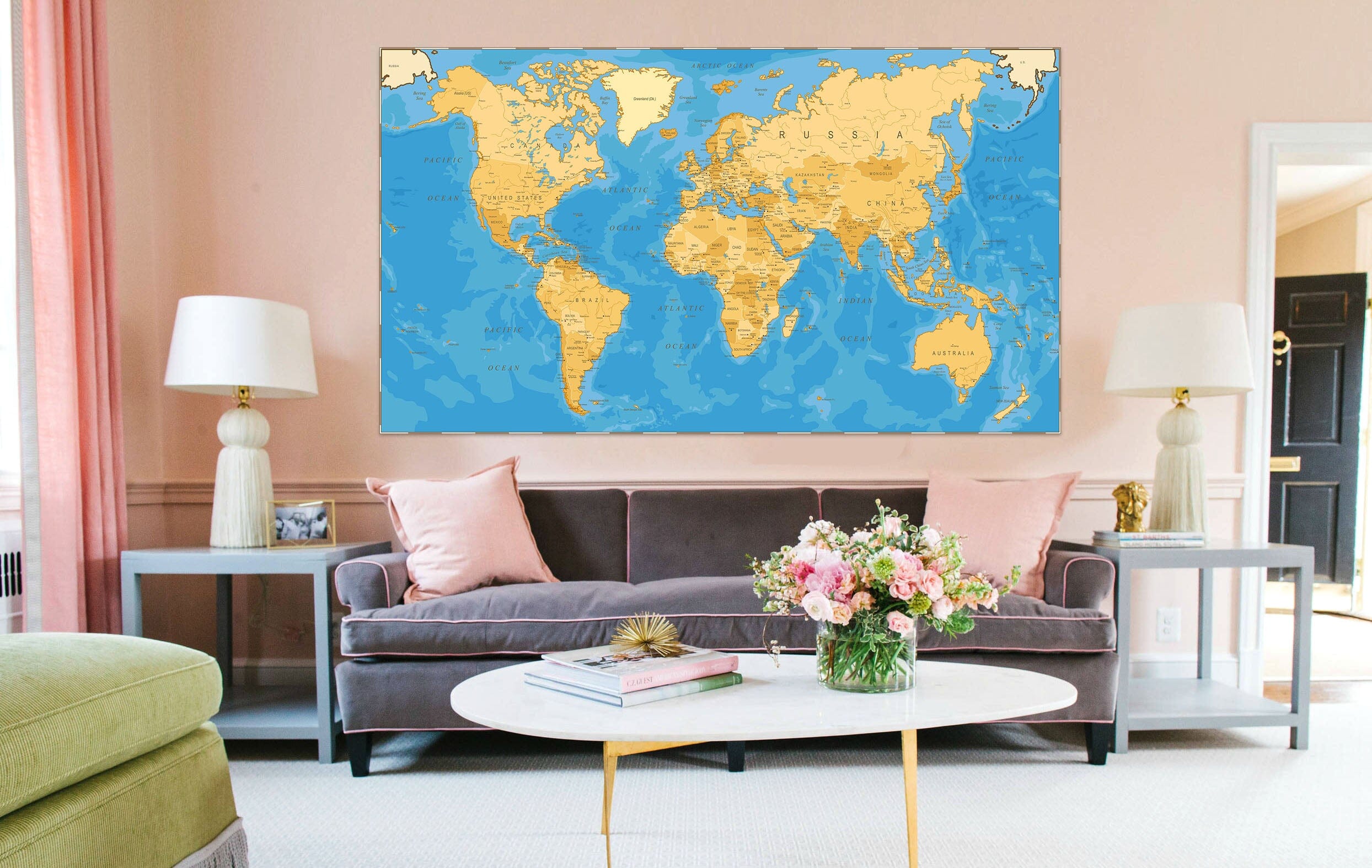 3D Gold Pattern 248 World Map Wall Sticker Wallpaper AJ Wallpaper 2