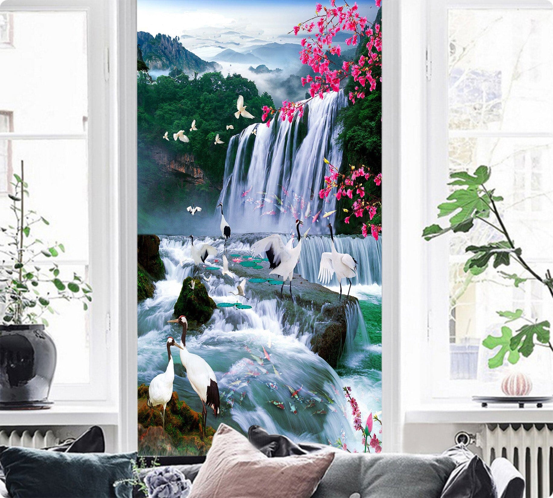 3D Mountain Waterfall 1532 Wall Murals Wallpaper AJ Wallpaper 2