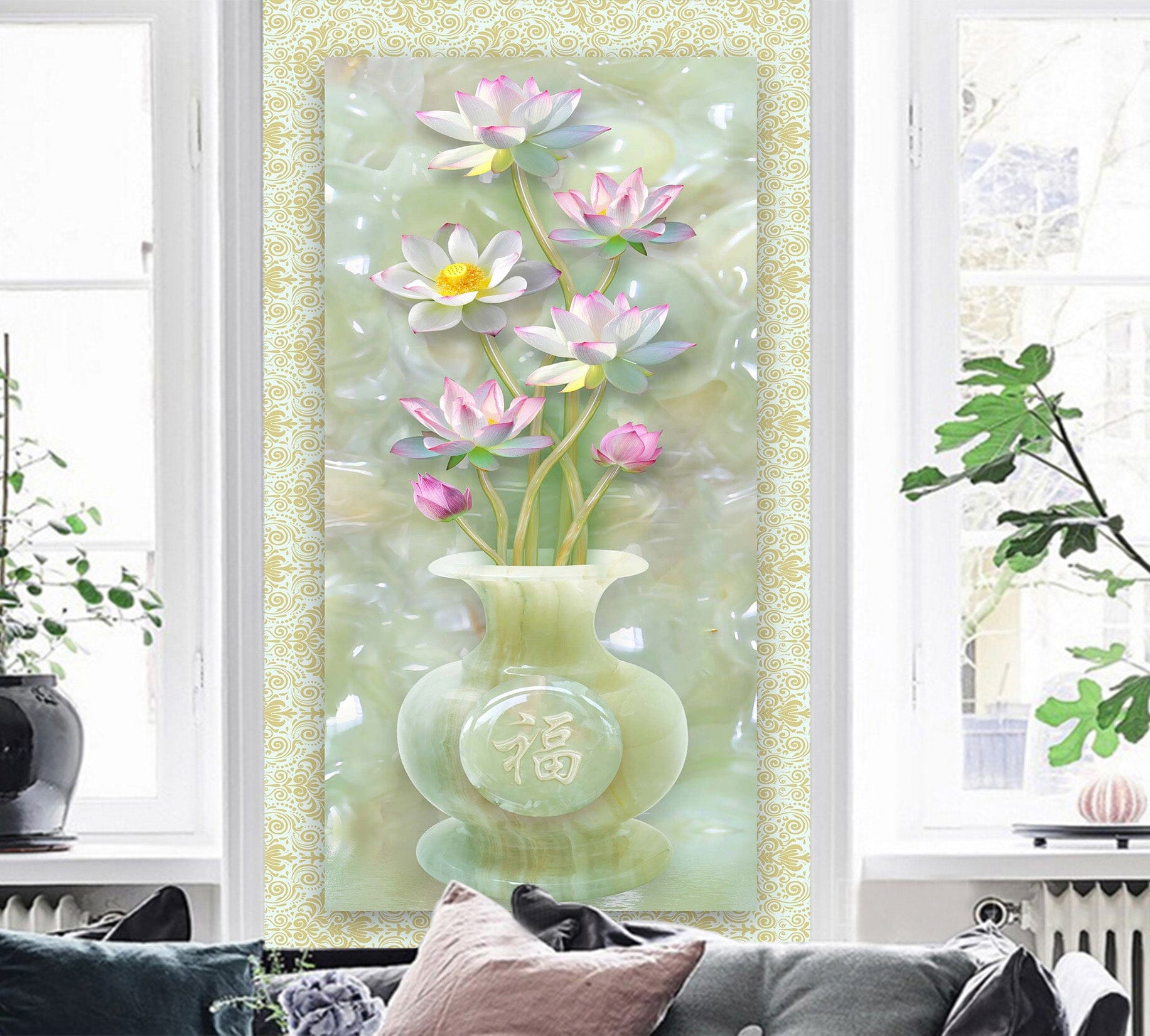 3D Vase Flowers 1542 Wall Murals Wallpaper AJ Wallpaper 2