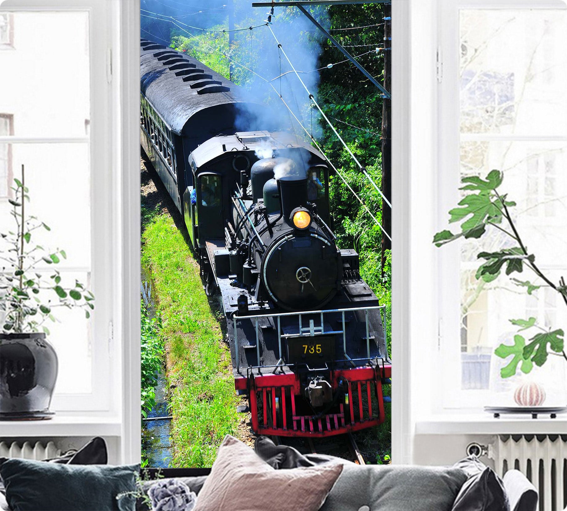3D Black Train 423 Vehicle Wall Murals