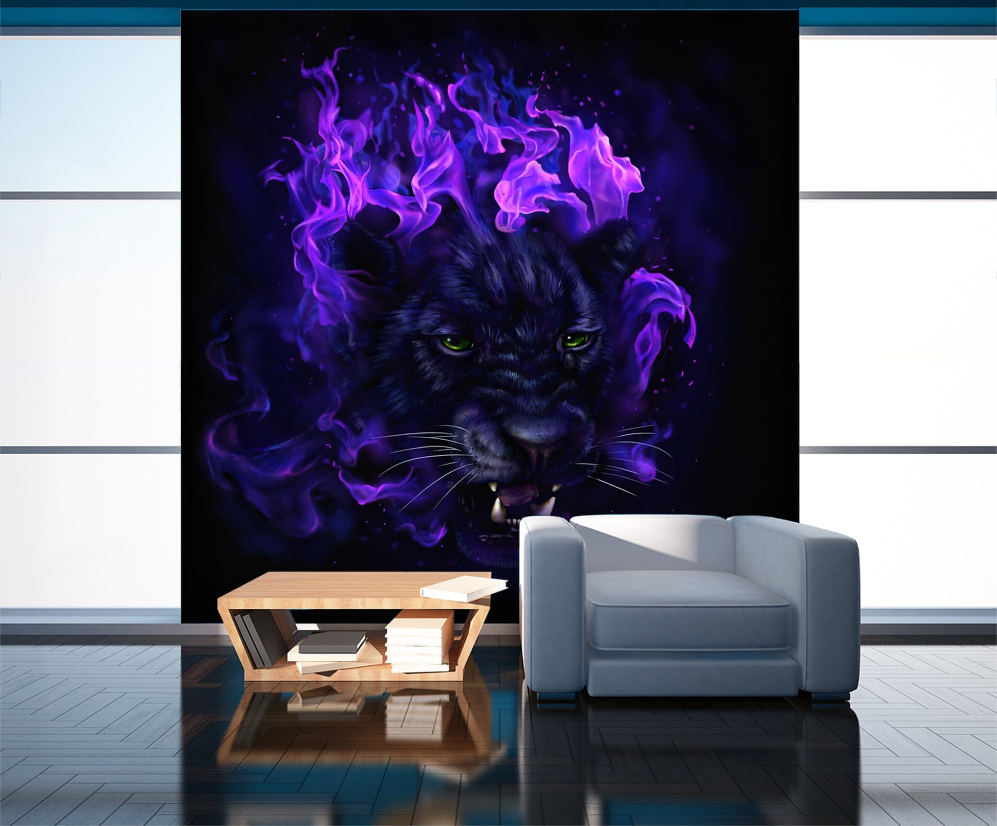 3D Purple Tiger 330 Wall Murals Wallpaper AJ Wallpaper 2