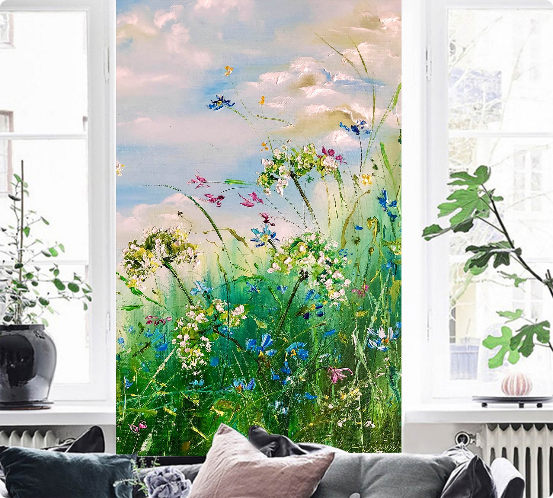 3D Green Grass Flower 279 Skromova Marina Wall Mural Wall Murals