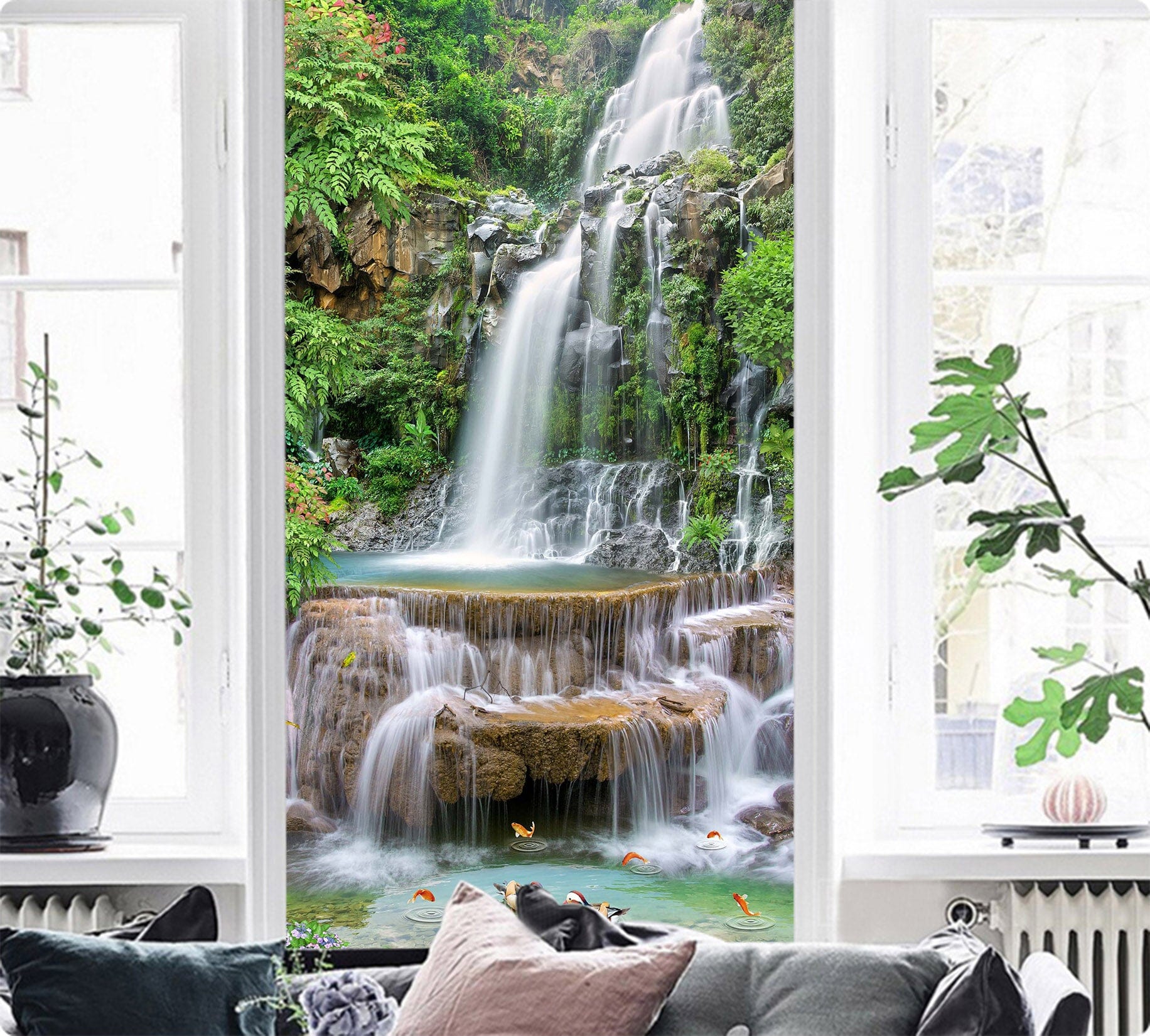 3D Forest Waterfall 1539 Wall Murals Wallpaper AJ Wallpaper 2