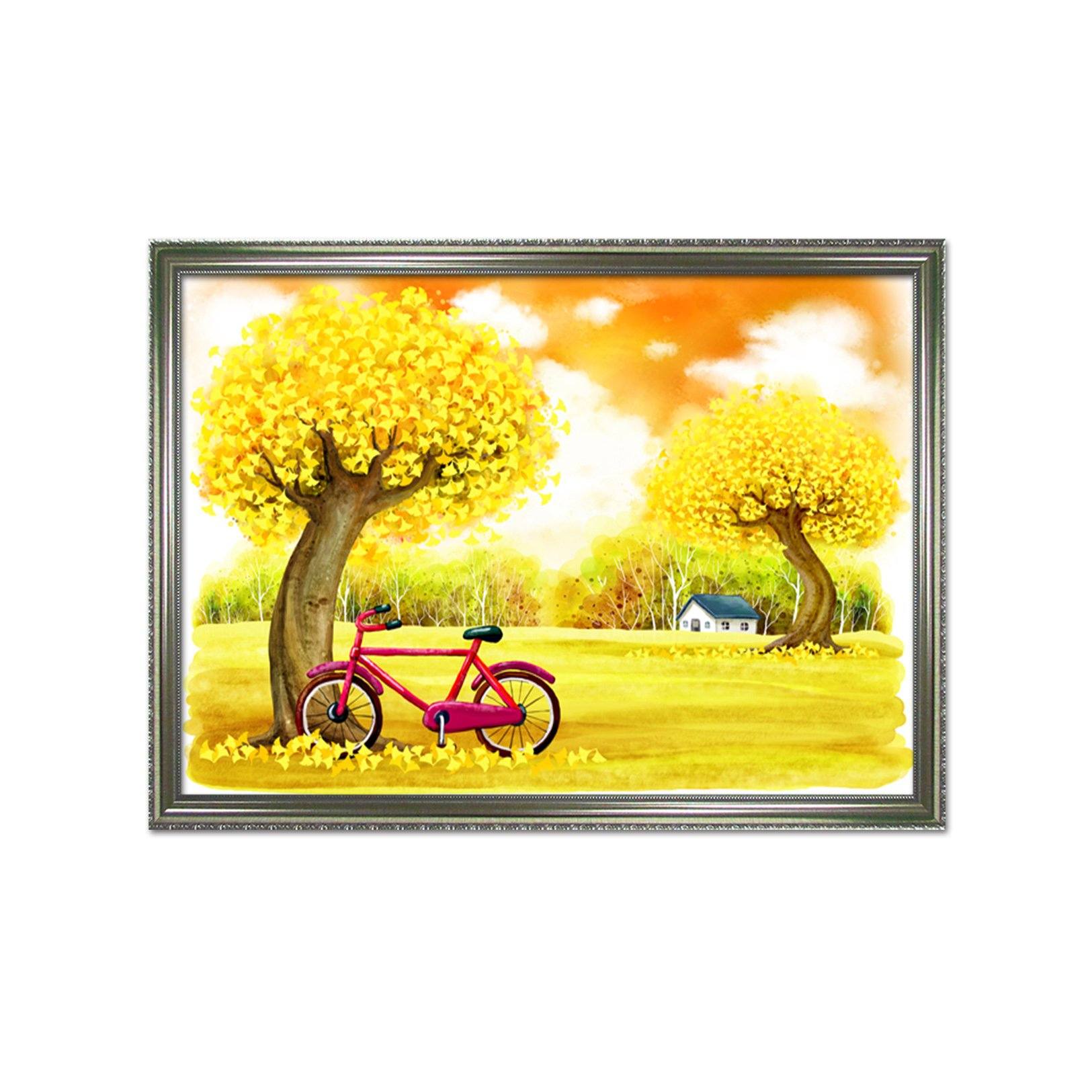 3D Red Bicycle 006 Fake Framed Print Painting Wallpaper AJ Creativity Home