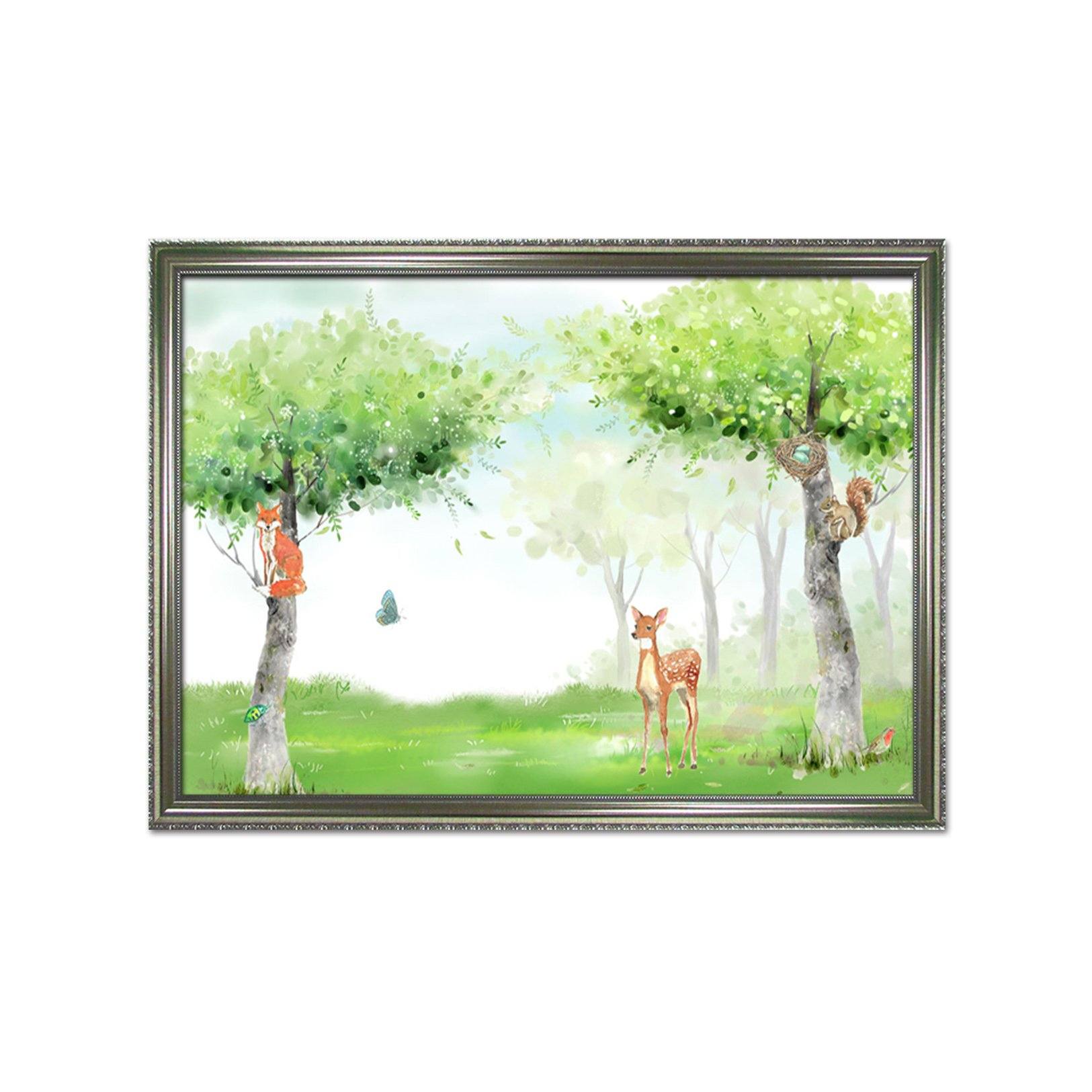 3D Fawn Butterfly 005 Fake Framed Print Painting Wallpaper AJ Creativity Home