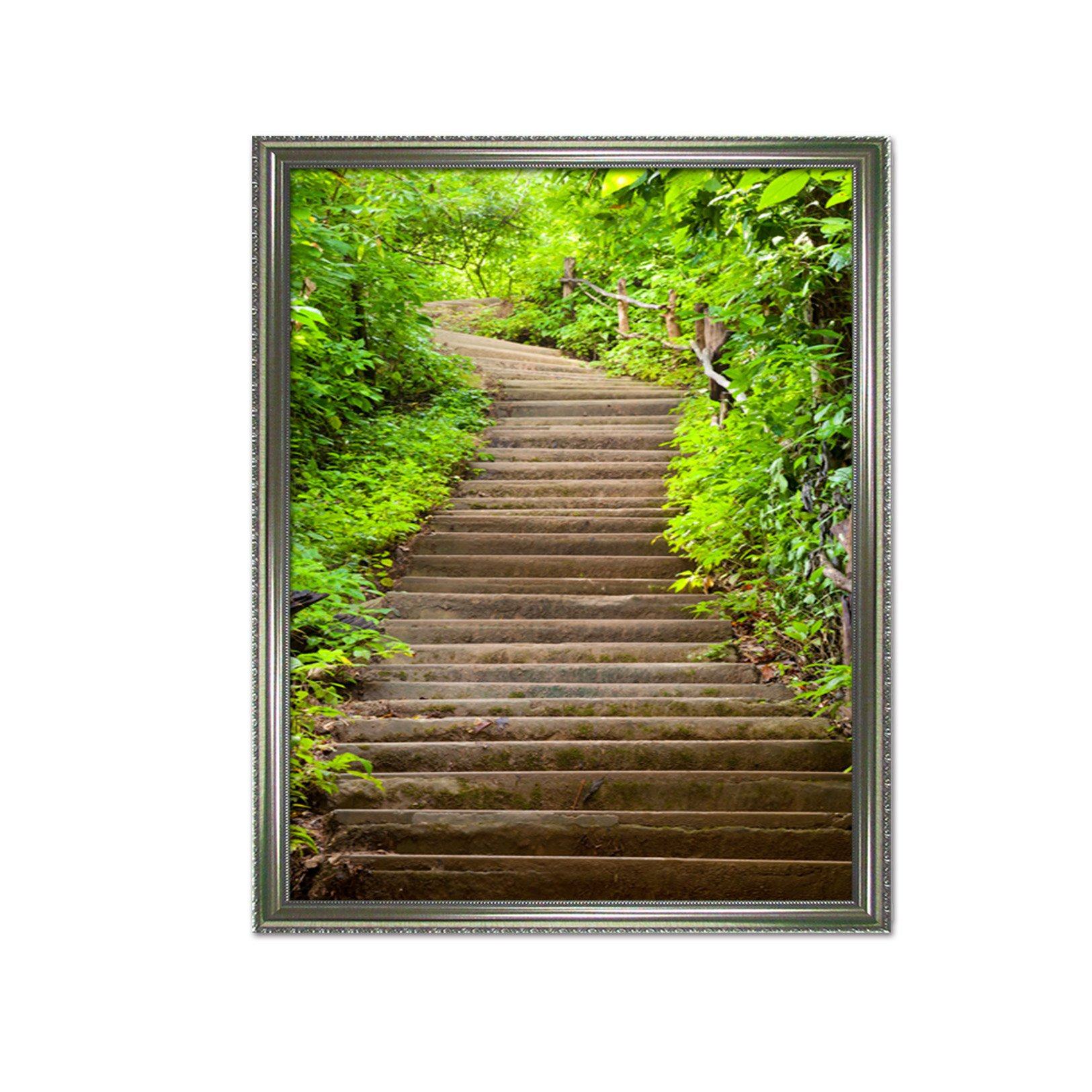 3D Green Stairs 050 Fake Framed Print Painting Wallpaper AJ Creativity Home