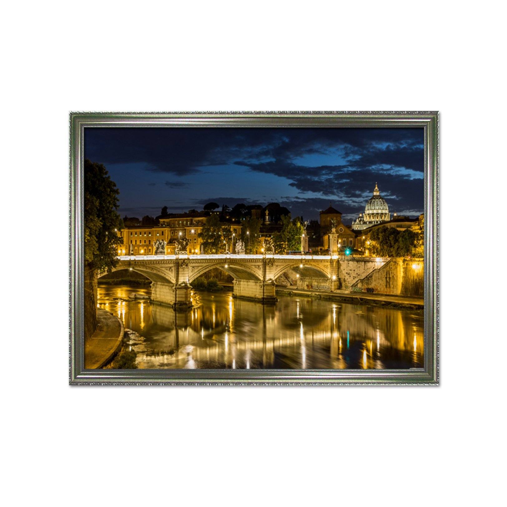 3D Night Bridge 042 Fake Framed Print Painting Wallpaper AJ Creativity Home