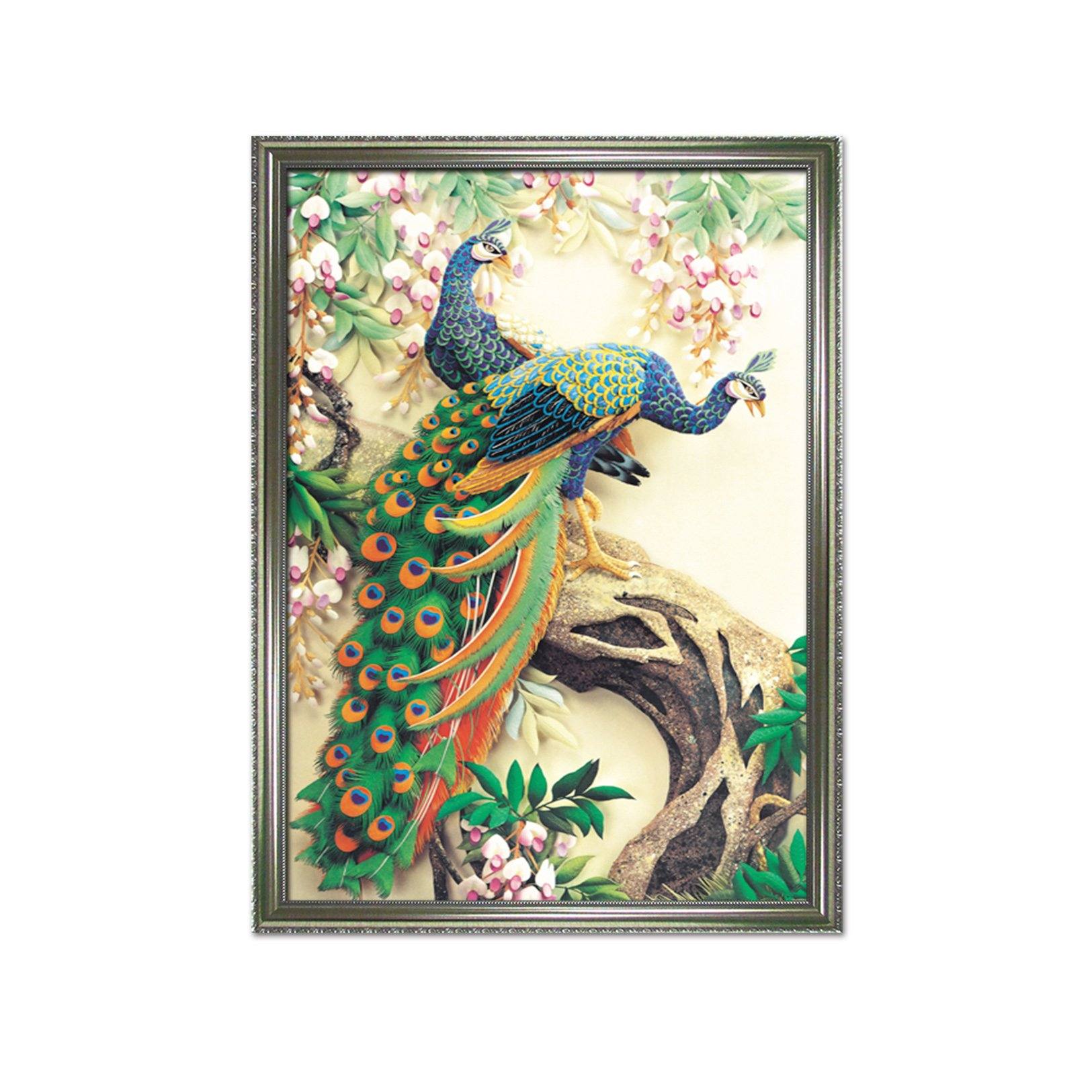 3D Beautiful Peacock 084 Fake Framed Print Painting Wallpaper AJ Creativity Home