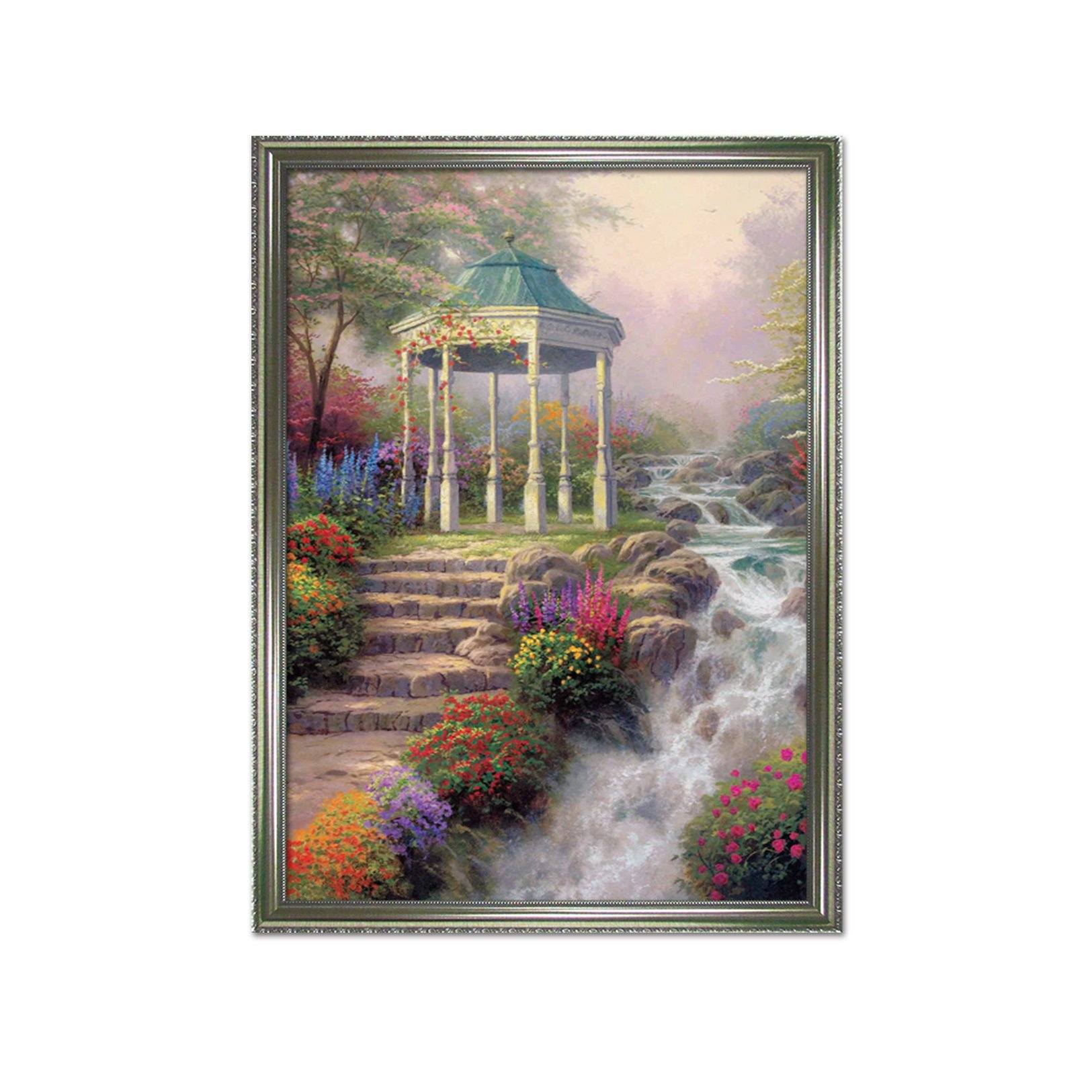 3D Small Pavilion River 008 Fake Framed Print Painting Wallpaper AJ Creativity Home