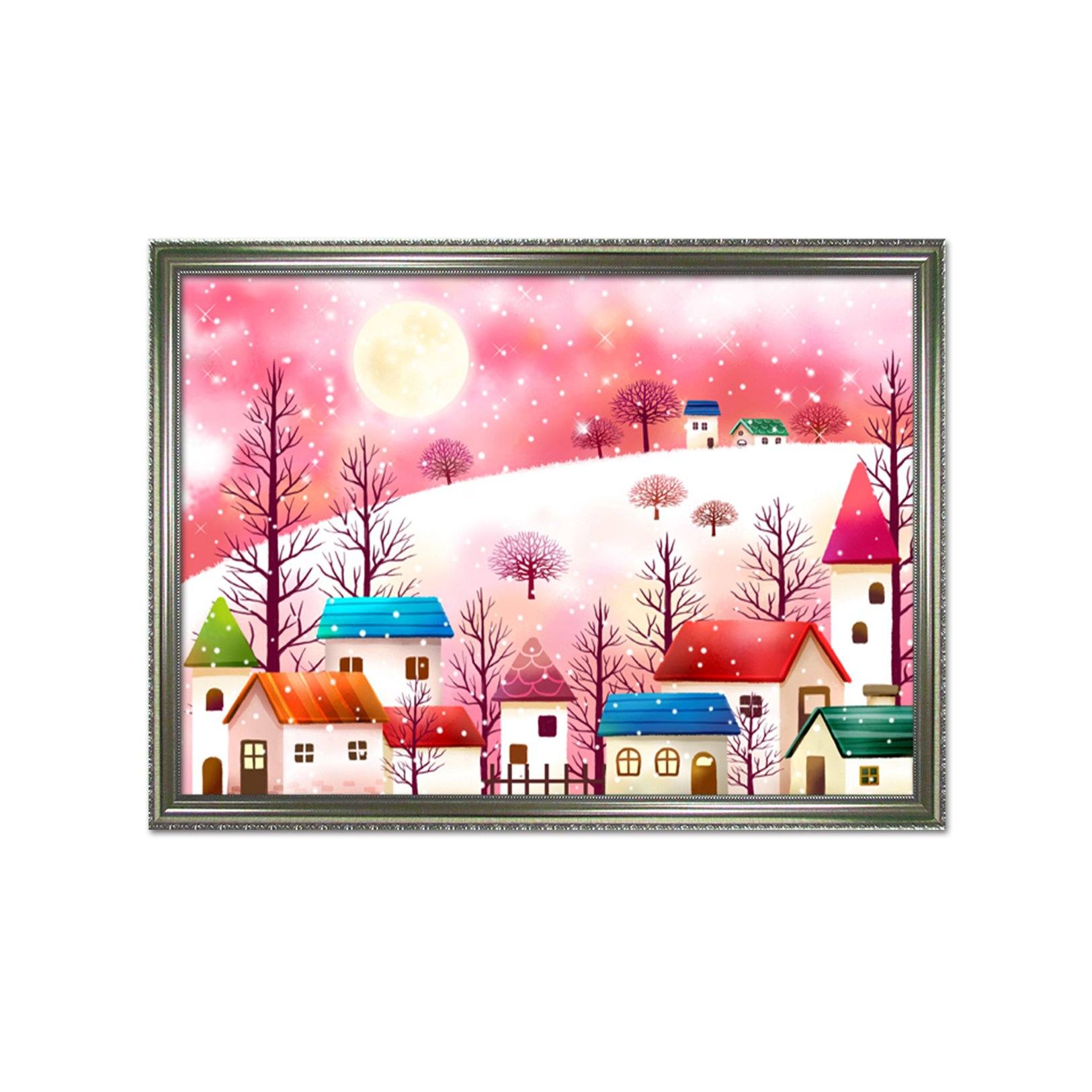 3D Moon Snowflake 008 Fake Framed Print Painting Wallpaper AJ Creativity Home