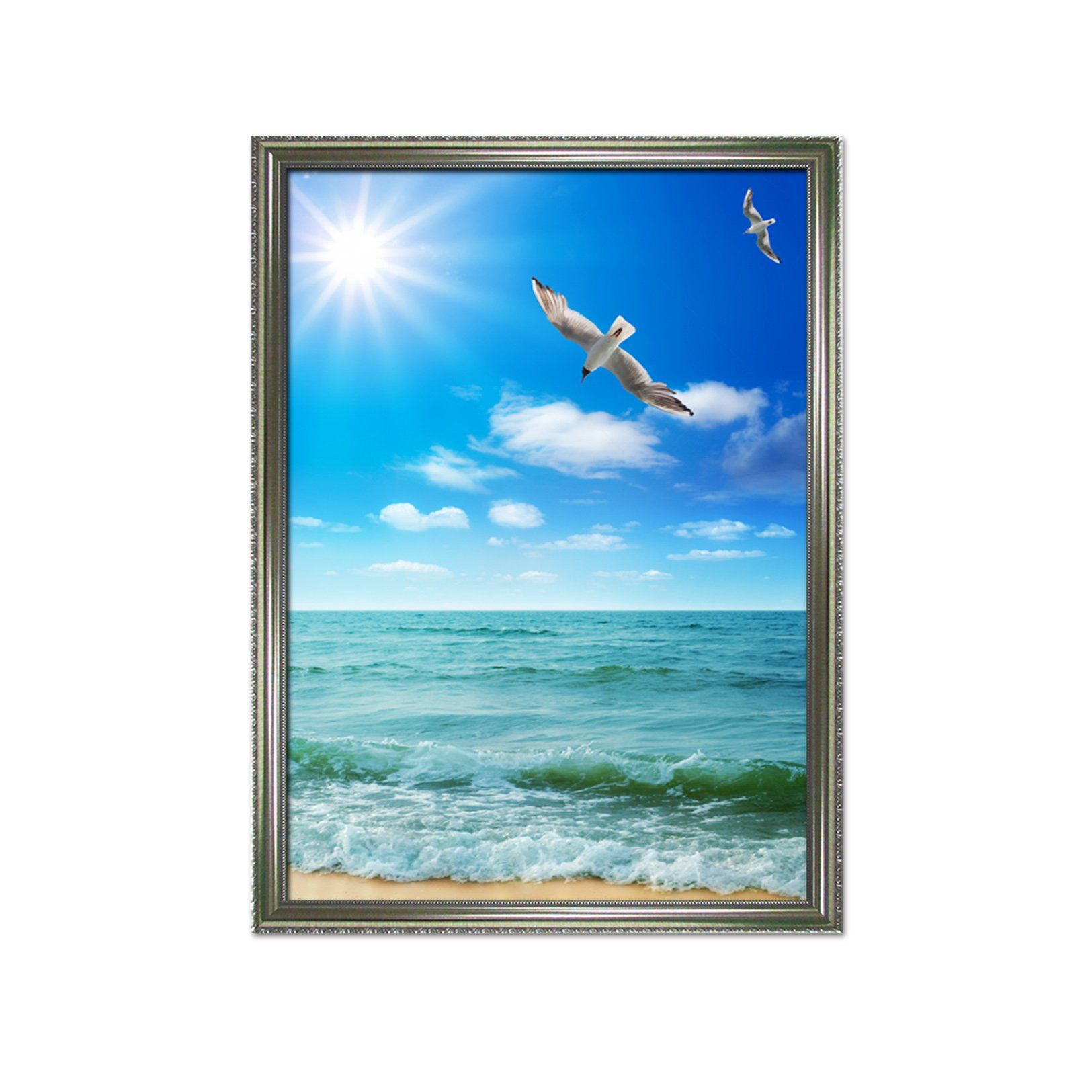 3D Sunshine Seagull 044 Fake Framed Print Painting Wallpaper AJ Creativity Home