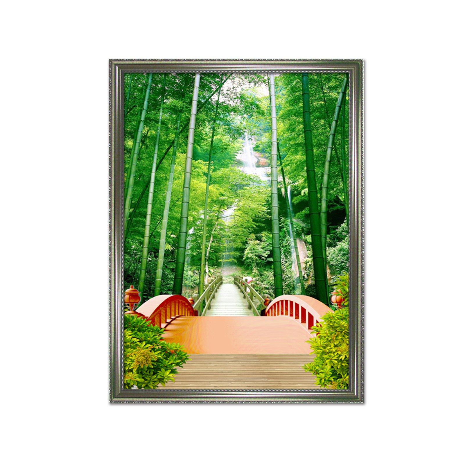 3D Bamboo Bridgen 066 Fake Framed Print Painting Wallpaper AJ Creativity Home