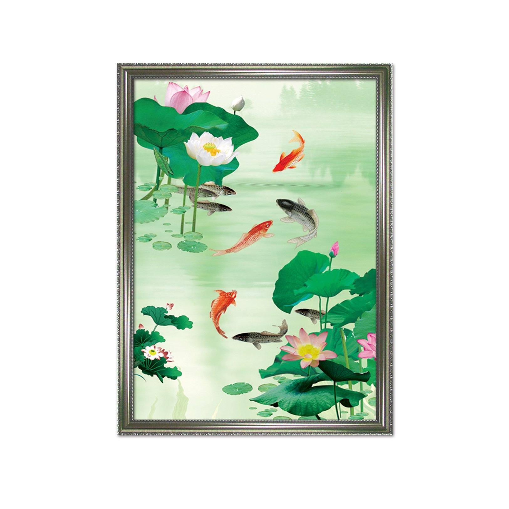 3D Fish Pond 117 Fake Framed Print Painting Wallpaper AJ Creativity Home