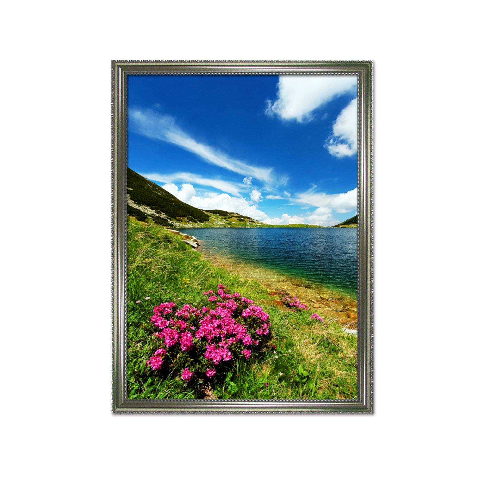3D Lakeside Flowers 130 Fake Framed Print Painting Wallpaper AJ Creativity Home