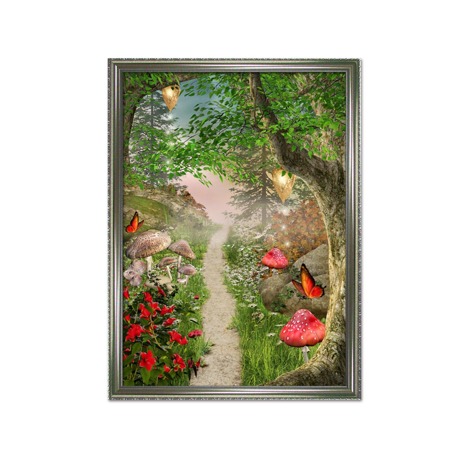 3D Forest Road 054 Fake Framed Print Painting Wallpaper AJ Creativity Home