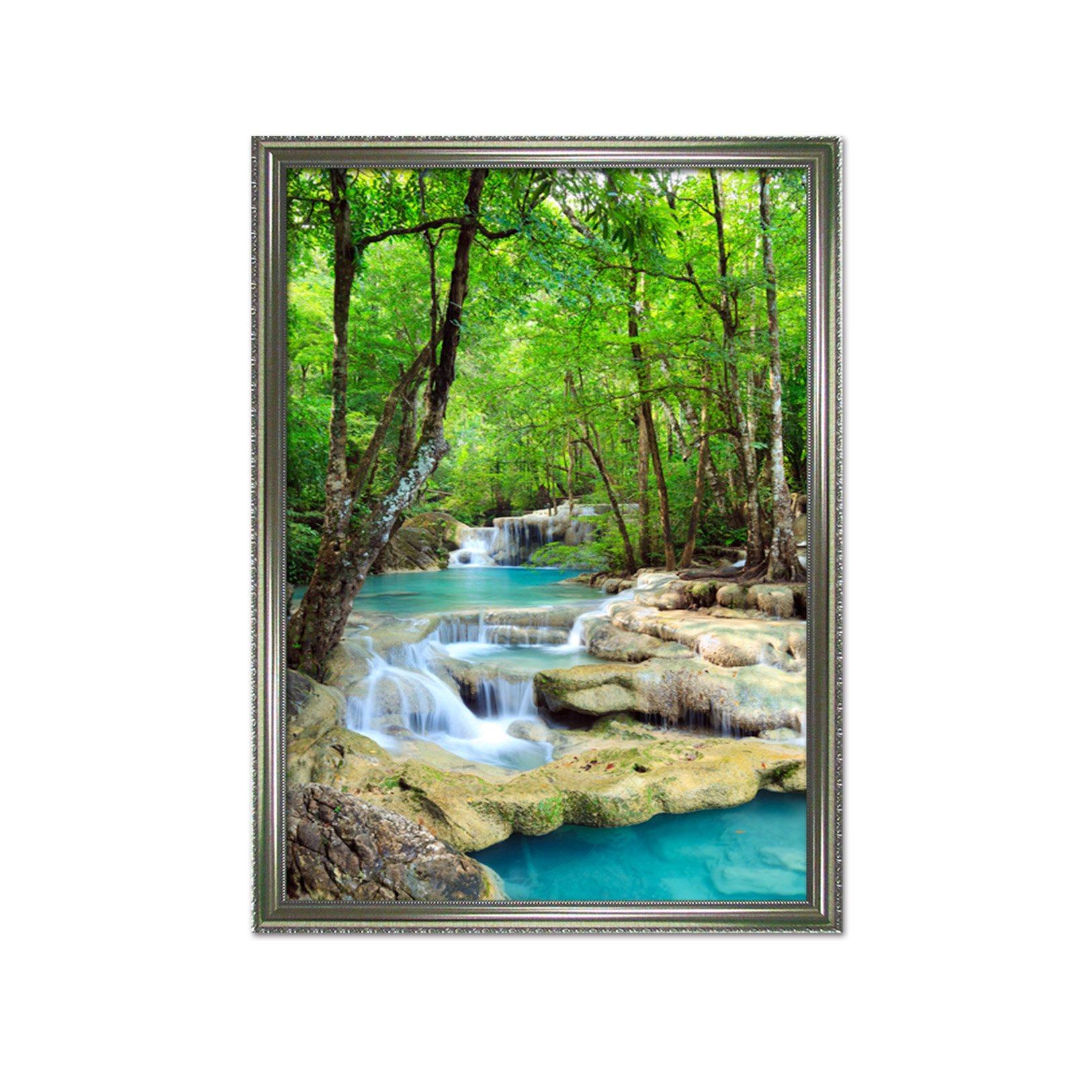 3D Forest River 096 Fake Framed Print Painting Wallpaper AJ Creativity Home