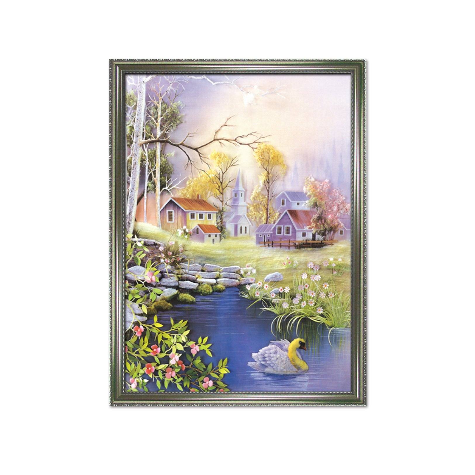 3D Small Village 111 Fake Framed Print Painting Wallpaper AJ Creativity Home