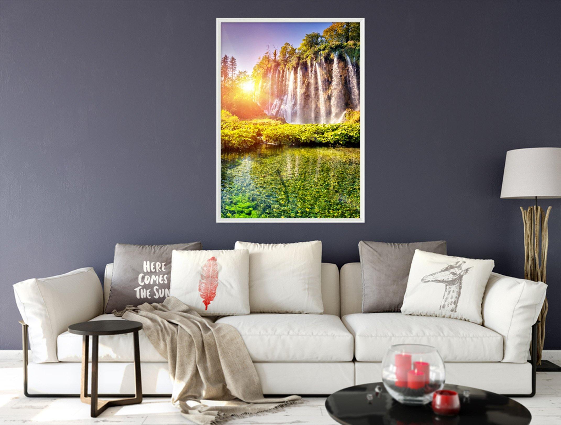 3D Sunshine River Water 003 Fake Framed Print Painting Wallpaper AJ Creativity Home
