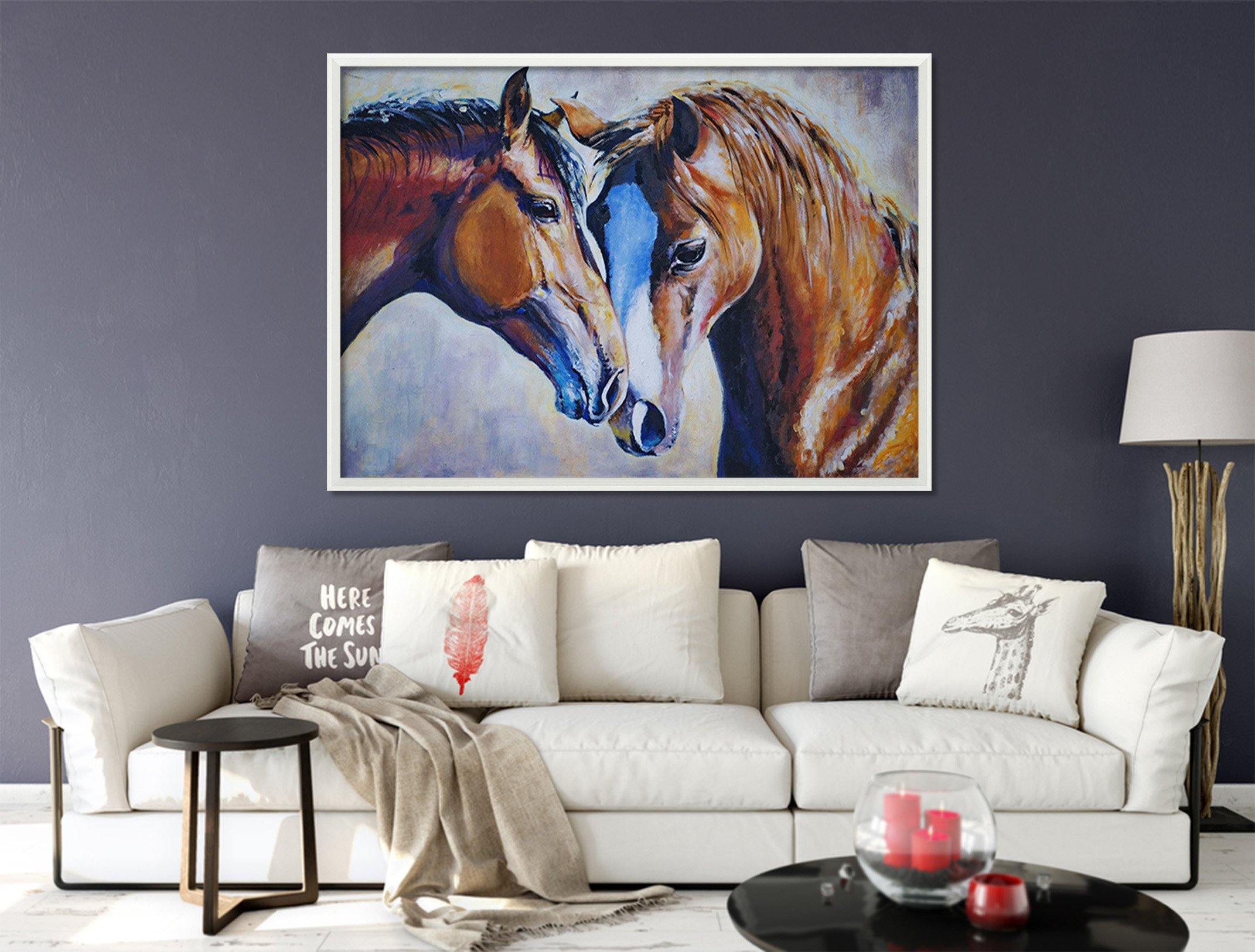 3D Horse Close 065 Fake Framed Print Painting Wallpaper AJ Creativity Home