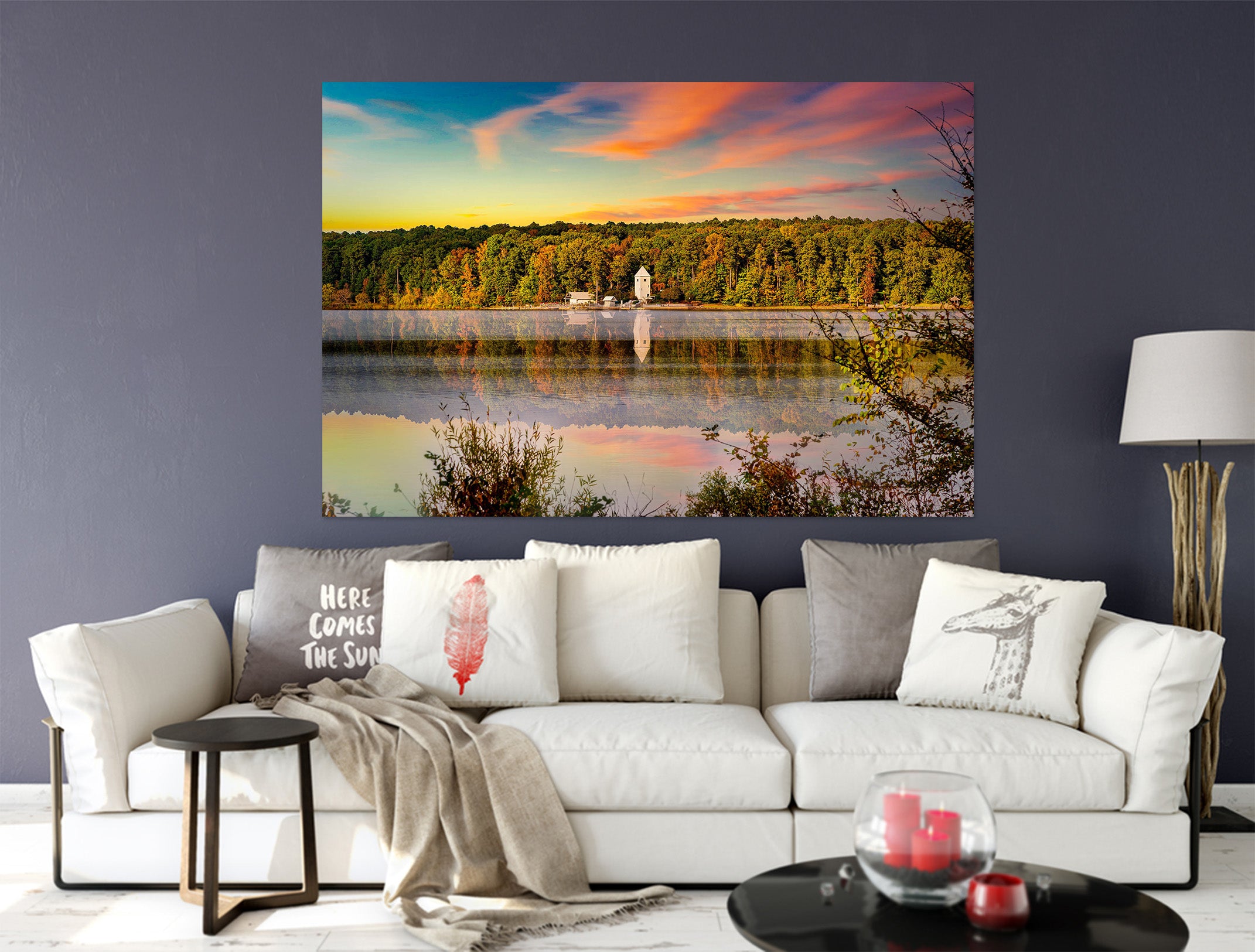 3D Sunset Forest Lake 4032 Beth Sheridan Wall Sticker