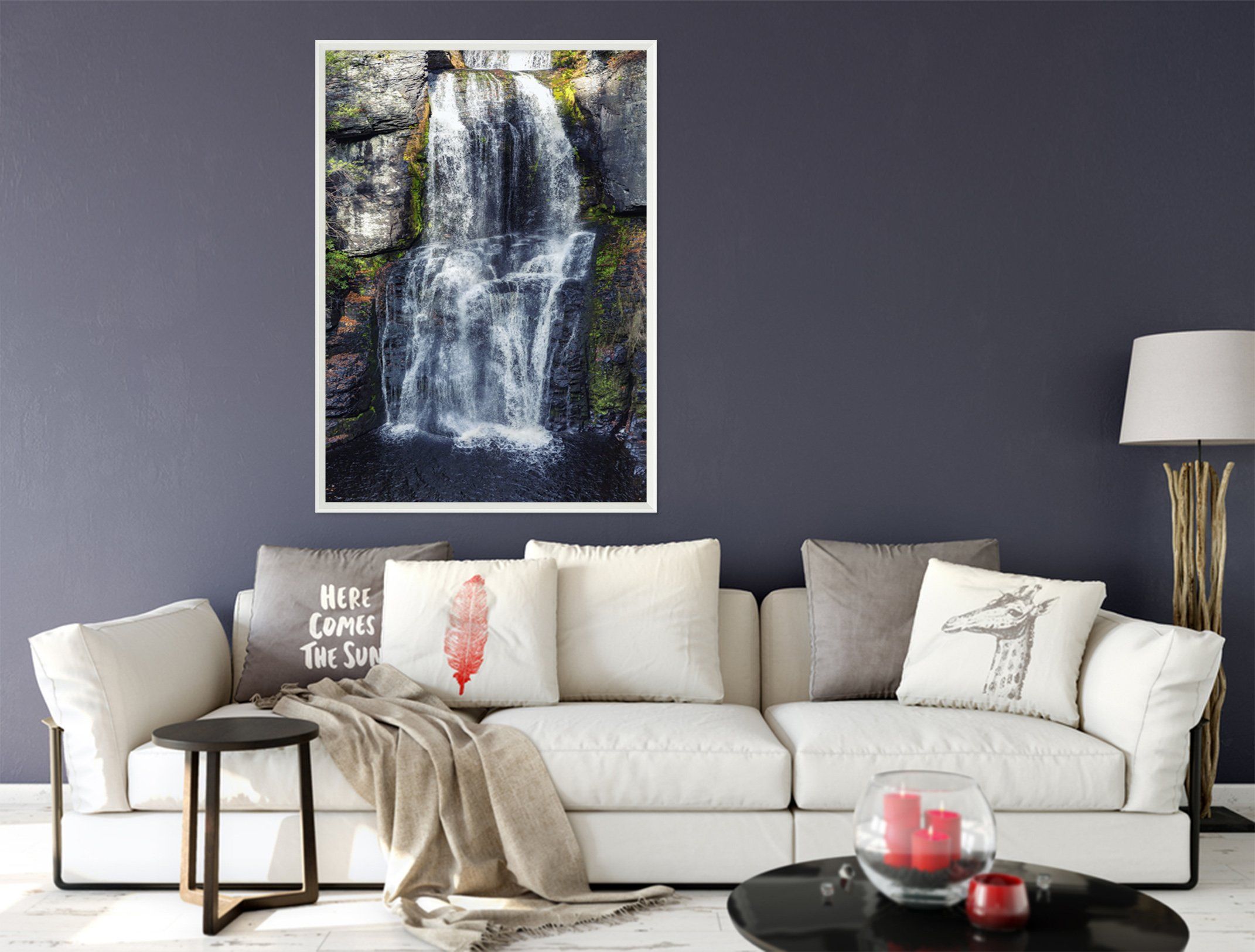 3D Cliff River 100 Fake Framed Print Painting Wallpaper AJ Creativity Home