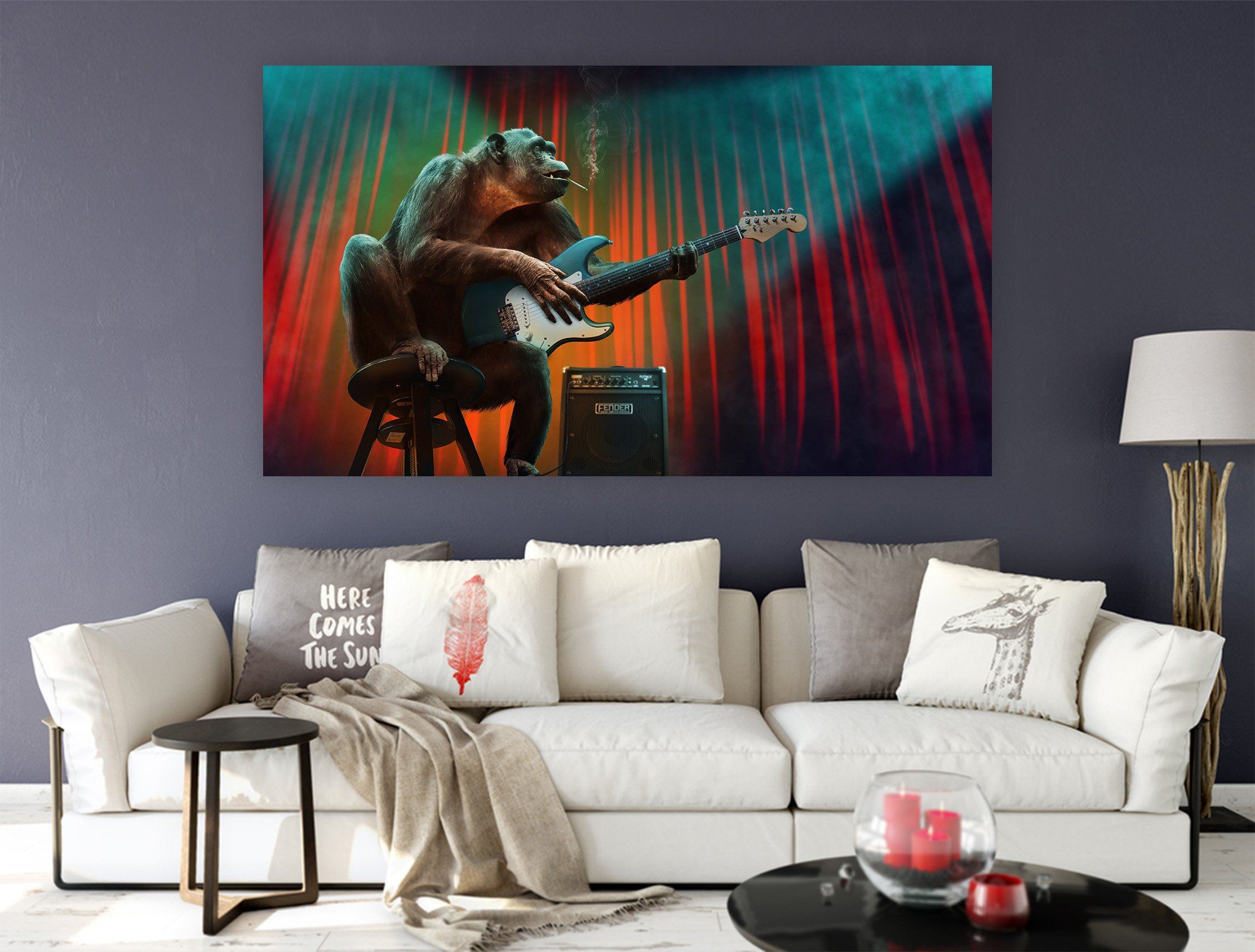 3D Orangutan Playing Guitar 98 Animal Wall Stickers Wallpaper AJ Wallpaper 2