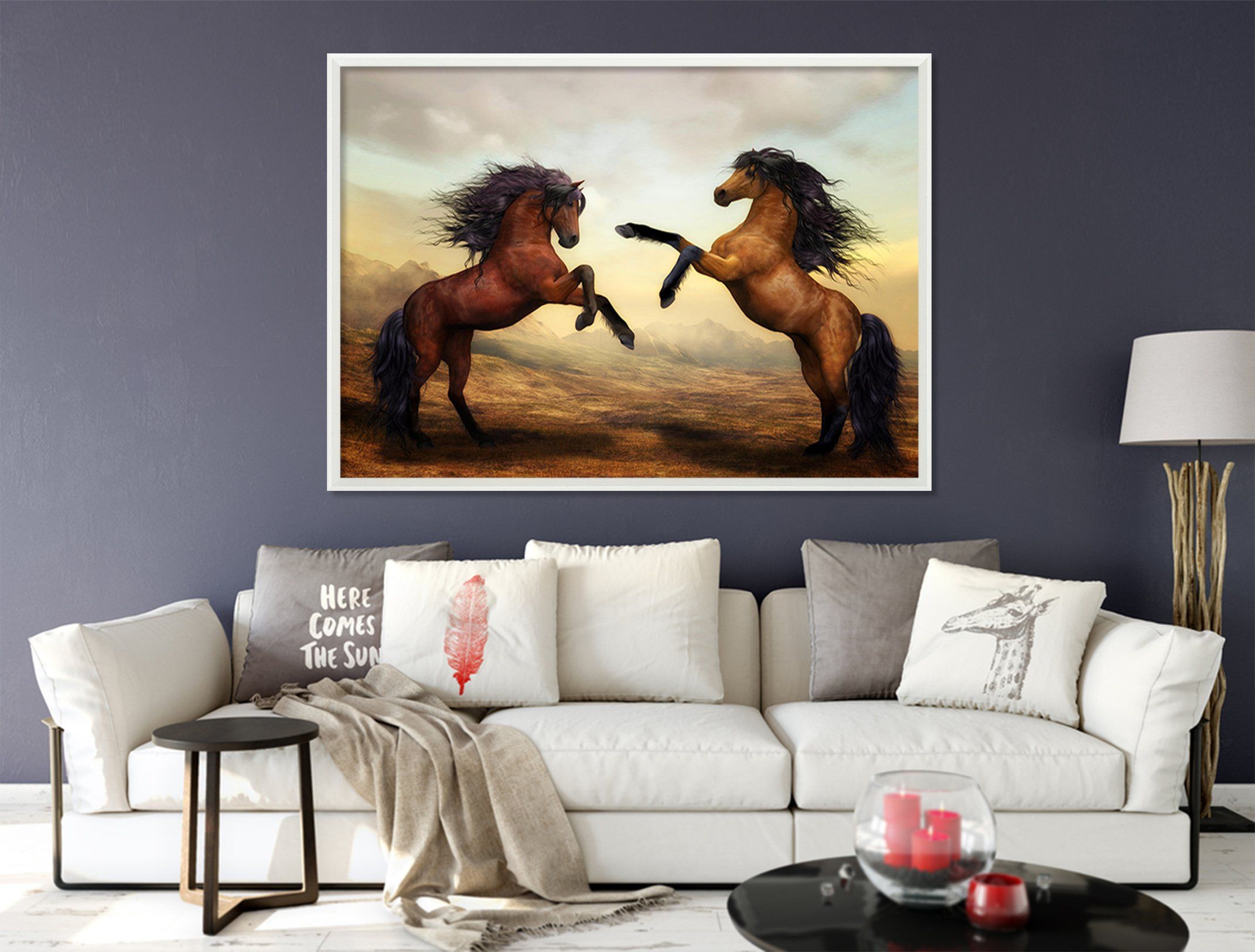 3D Struggle Horse 122 Fake Framed Print Painting Wallpaper AJ Creativity Home