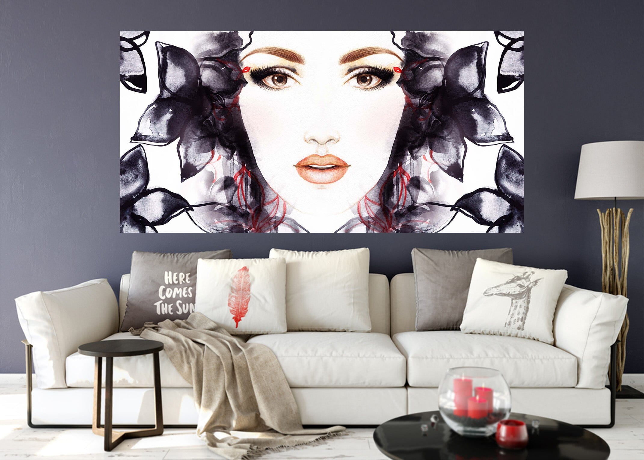 3D Black Flower Woman 1020 Wall Sticker Wallpaper AJ Wallpaper 2