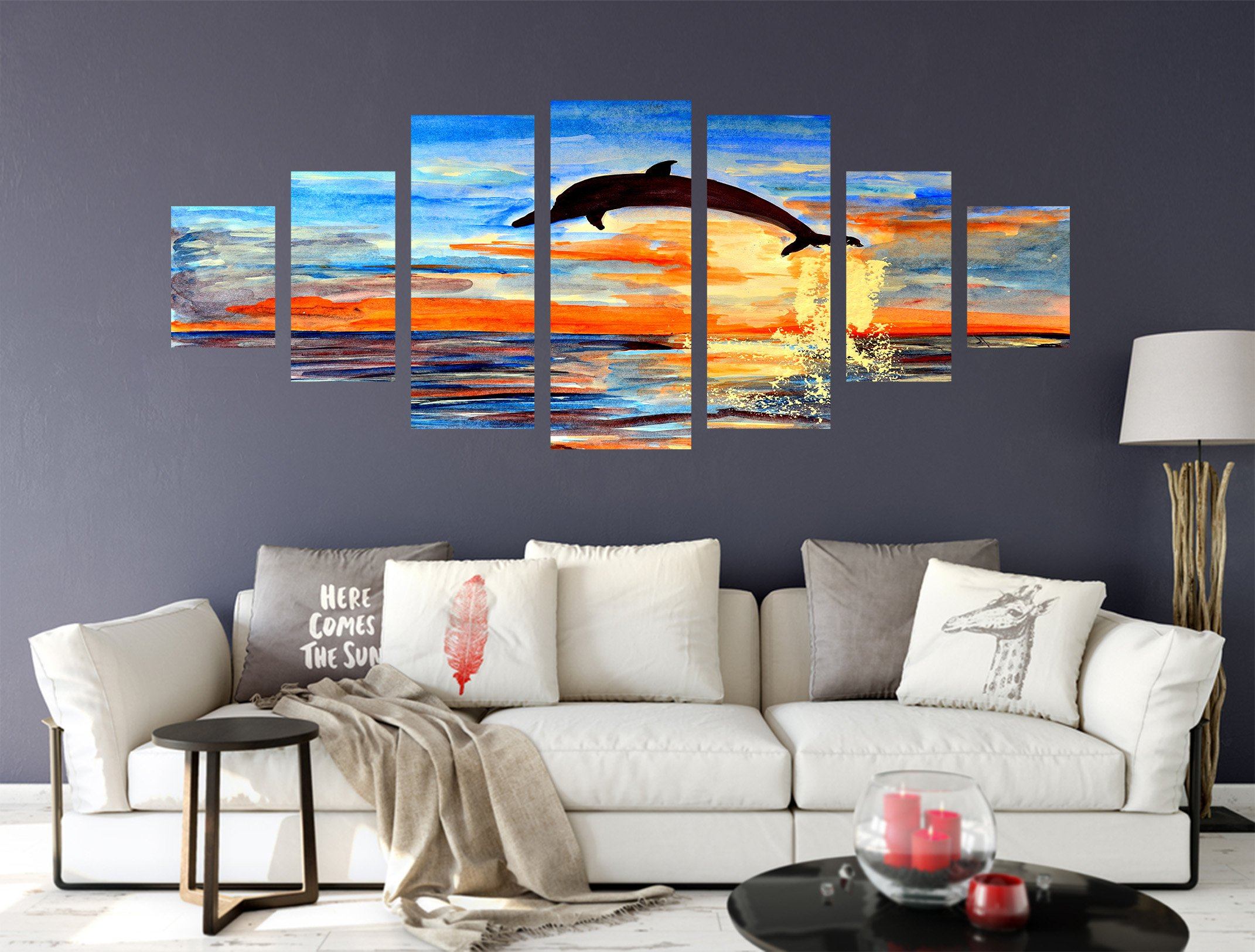 3D Dolphin Jumping 086 Unframed Print Wallpaper Wallpaper AJ Wallpaper