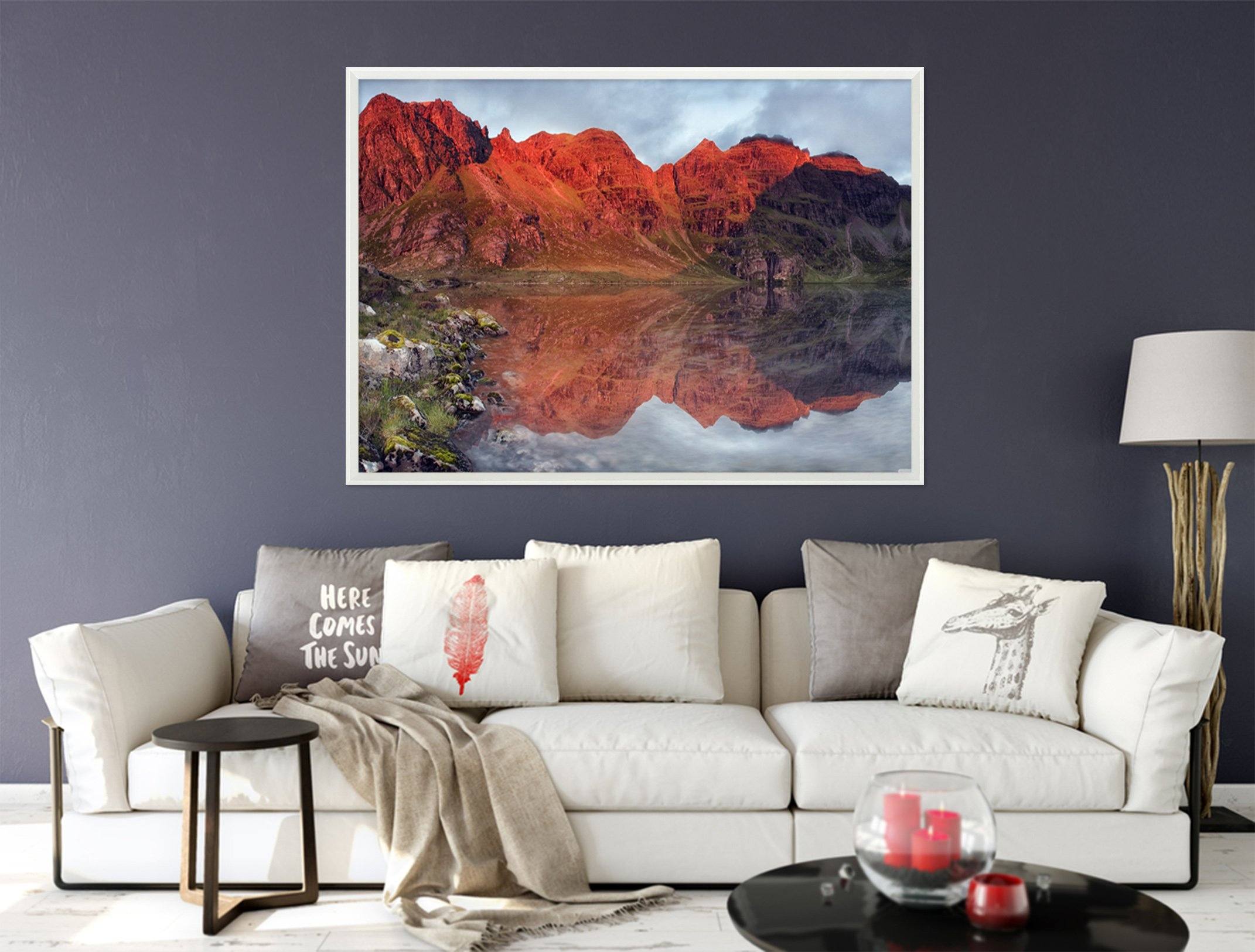 3D Red Mountain 028 Fake Framed Print Painting Wallpaper AJ Creativity Home