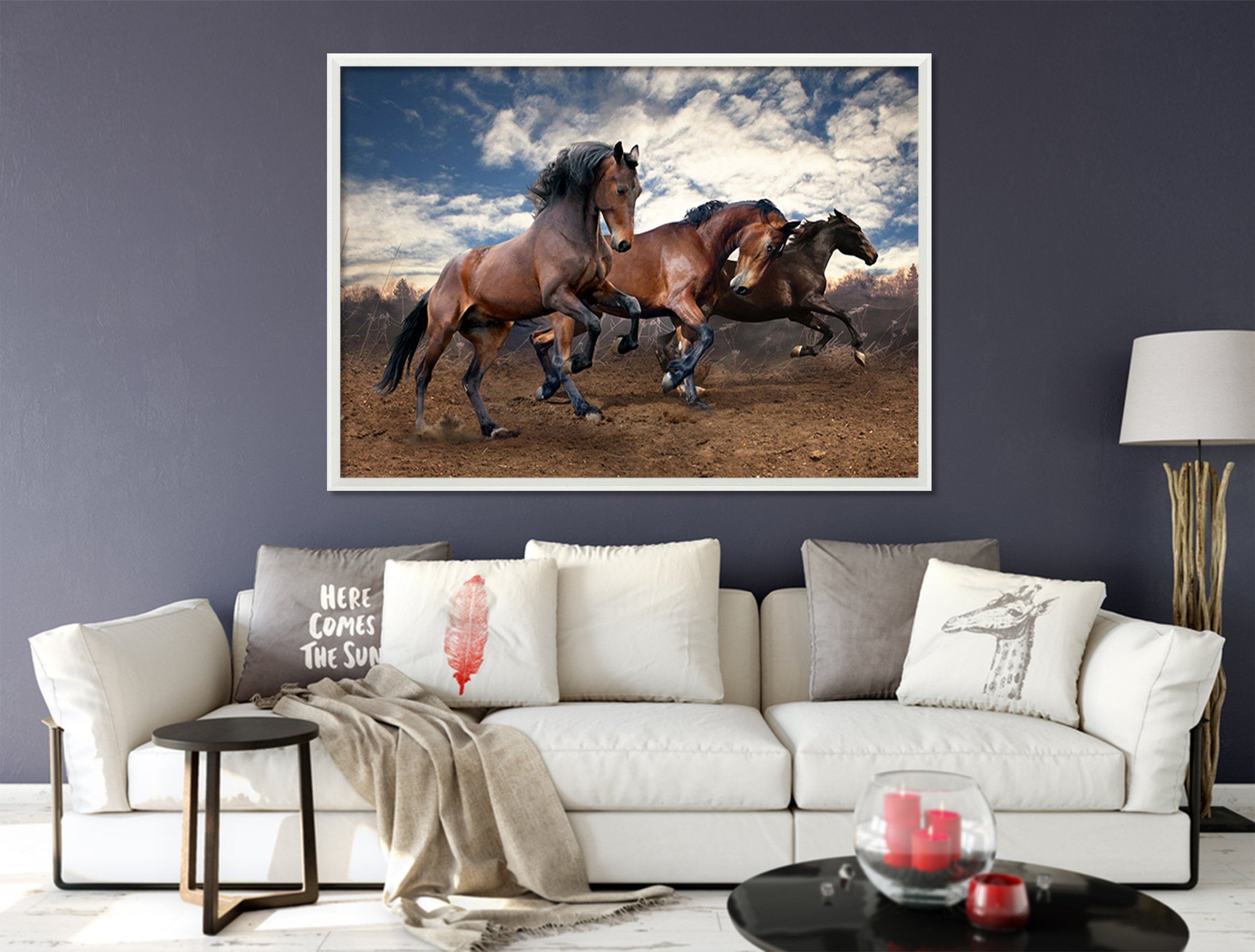3D Brown Horse 062 Fake Framed Print Painting Wallpaper AJ Creativity Home