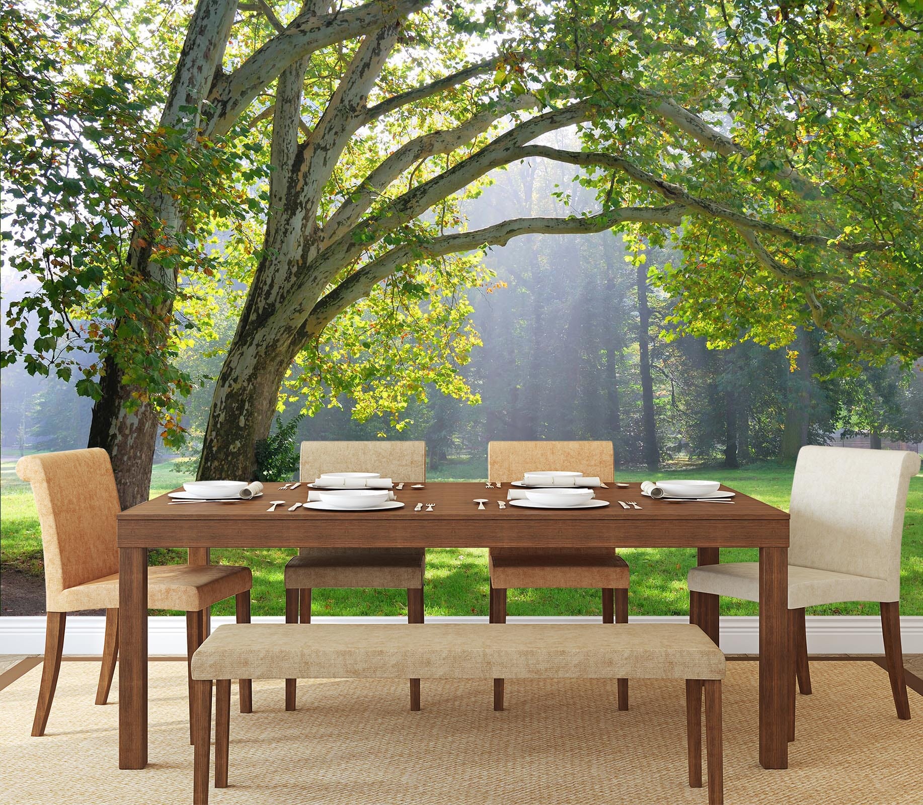 3D Park Tree 142 Wall Murals Wallpaper AJ Wallpaper 2