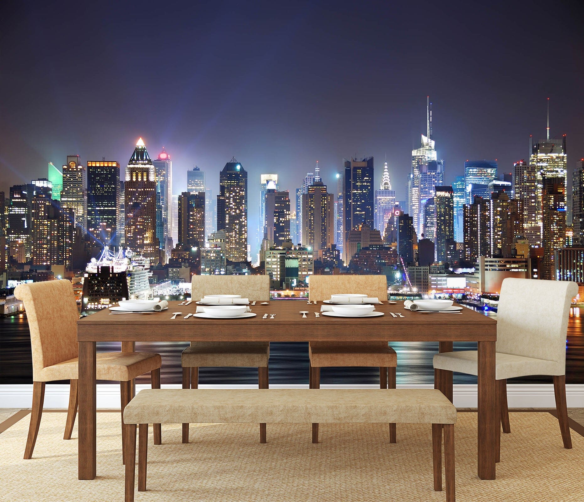 3D New York Night View 024 Wall Murals Wallpaper AJ Wallpaper 2