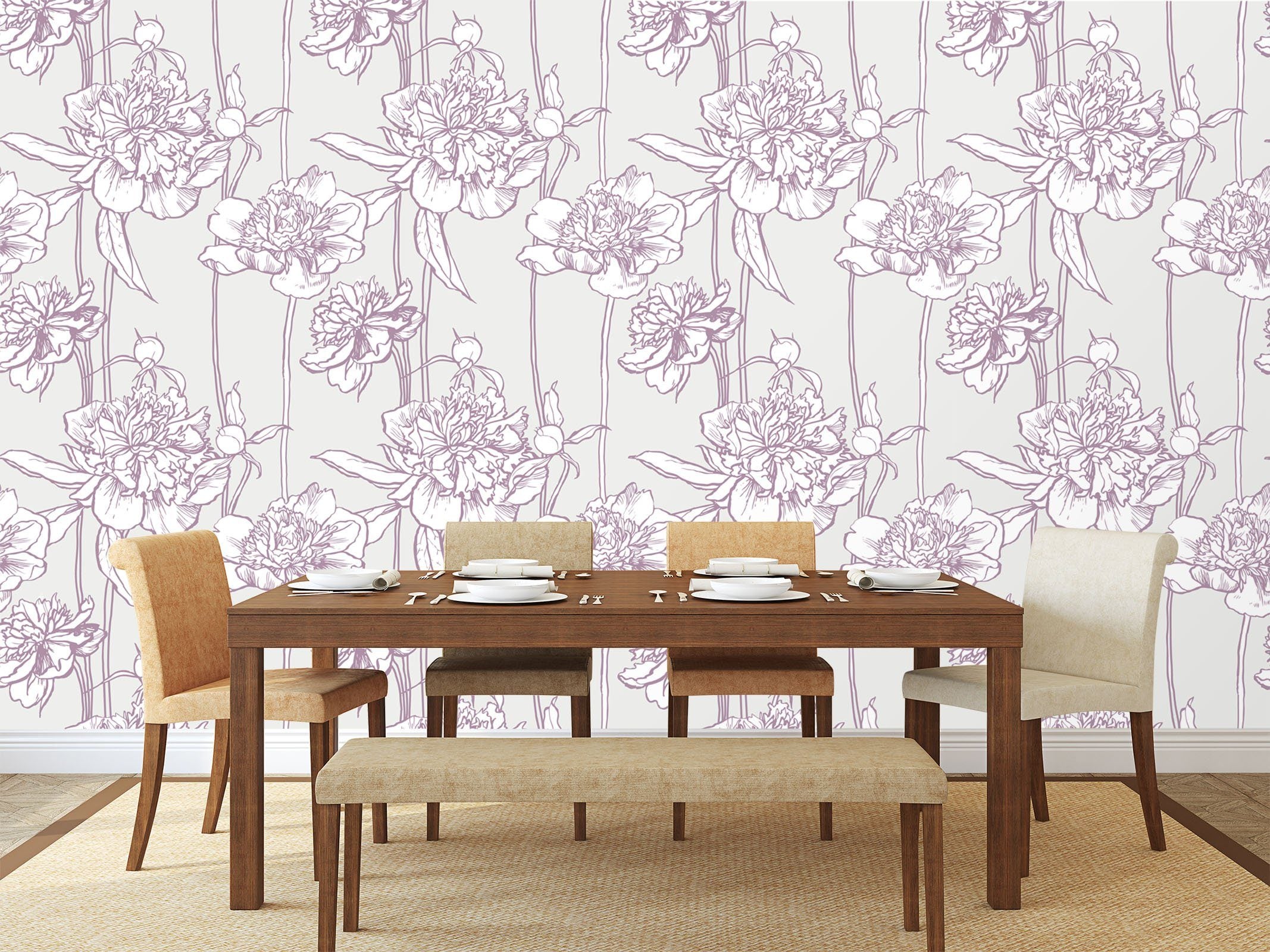 3D Purple Line Flower 518 Wallpaper AJ Wallpaper