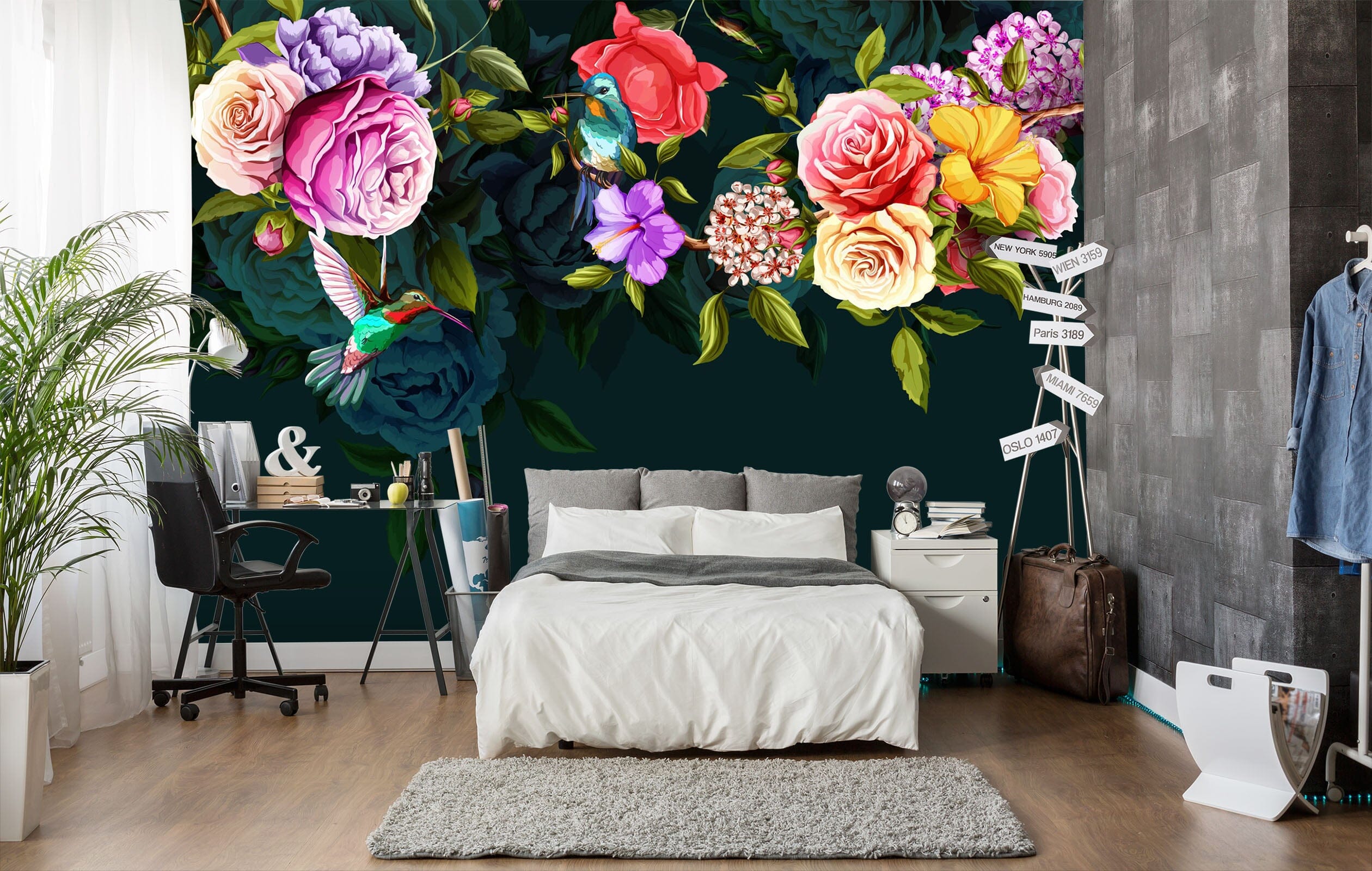 3D Colored Flowers 1613 Wall Murals Wallpaper AJ Wallpaper 2
