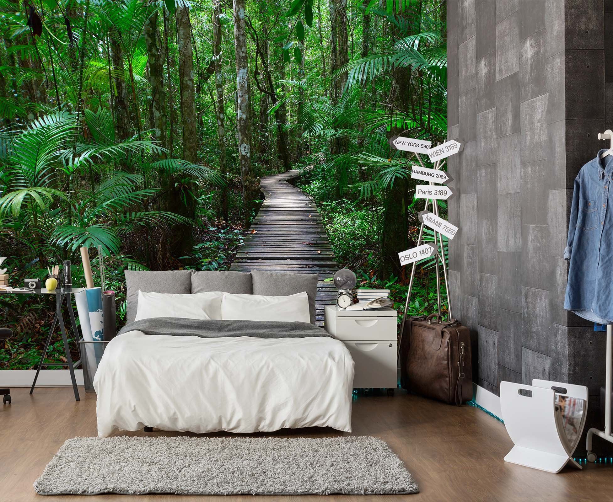 3D Bridge Forest 121 Wall Murals Wallpaper AJ Wallpaper 2