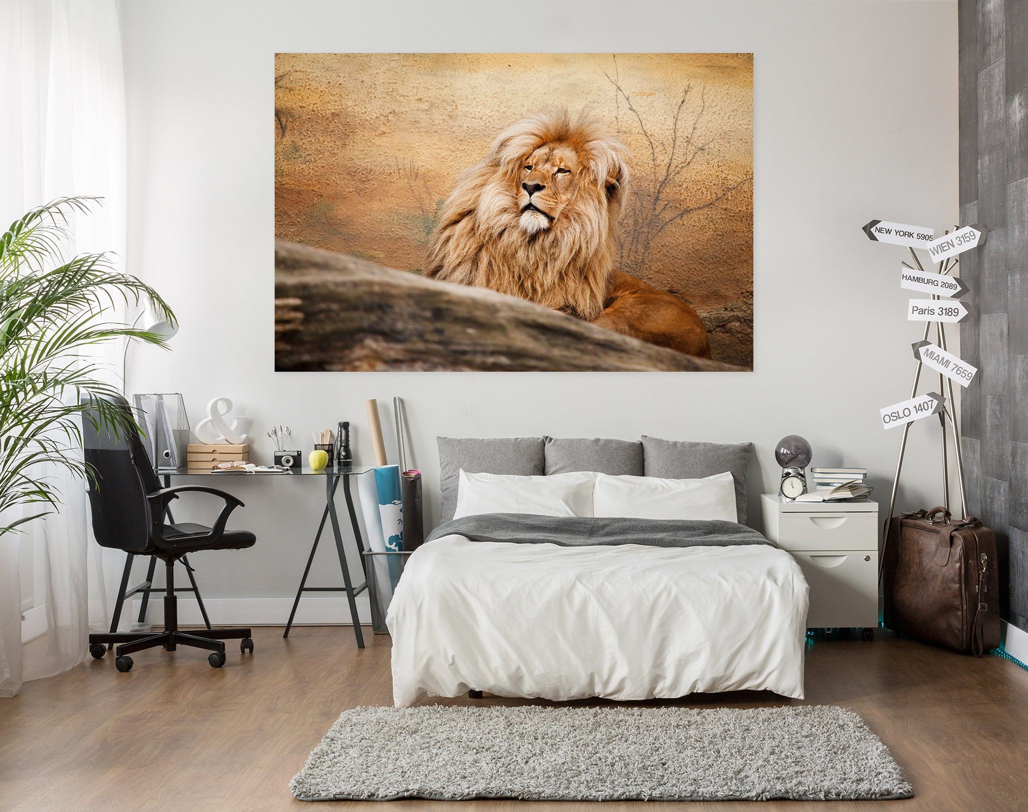 3D Grassland Lion 11 Animal Wall Stickers Wallpaper AJ Wallpaper 2