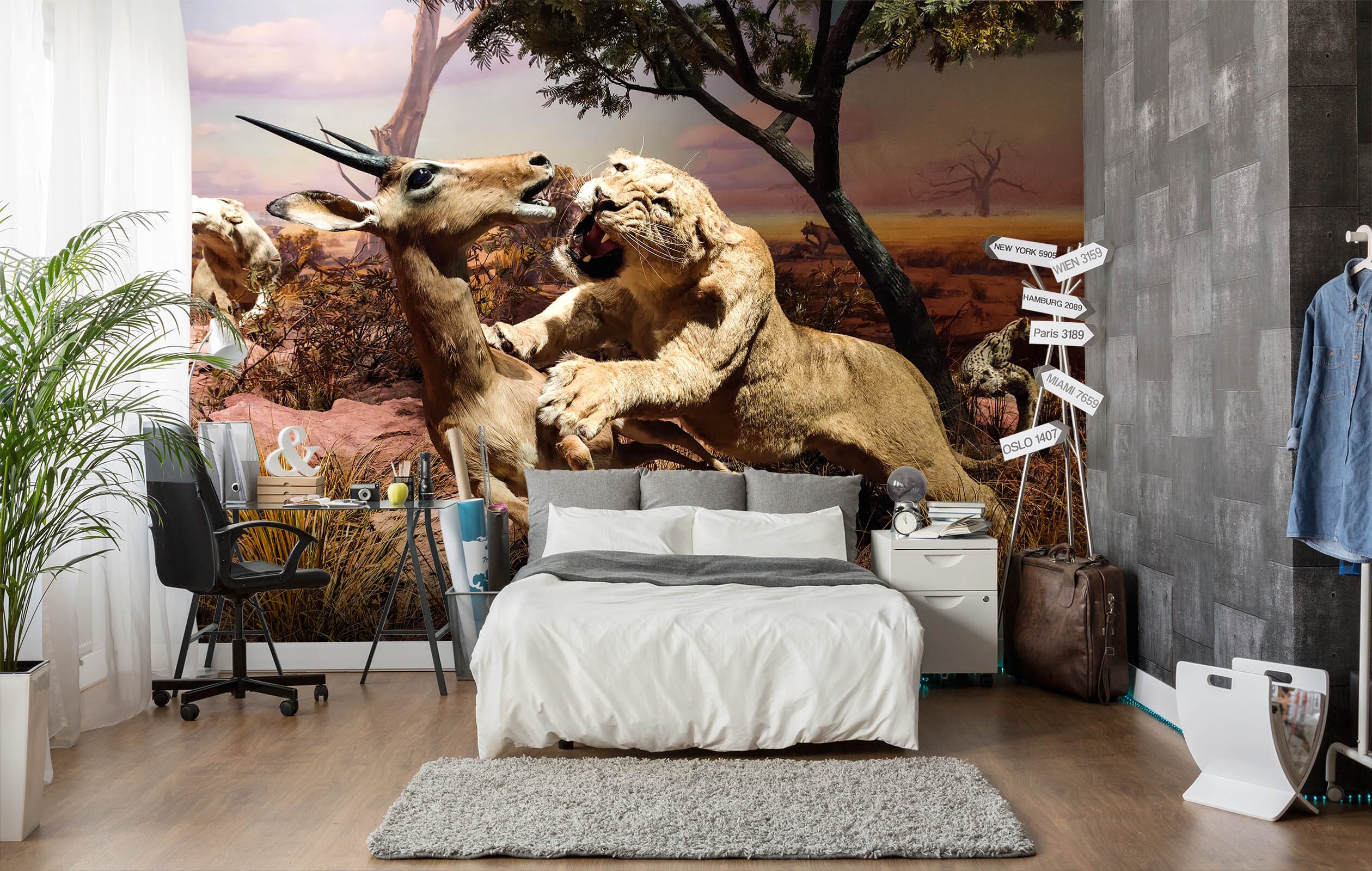 3D Lion Prey 423 Wall Murals Wallpaper AJ Wallpaper 2