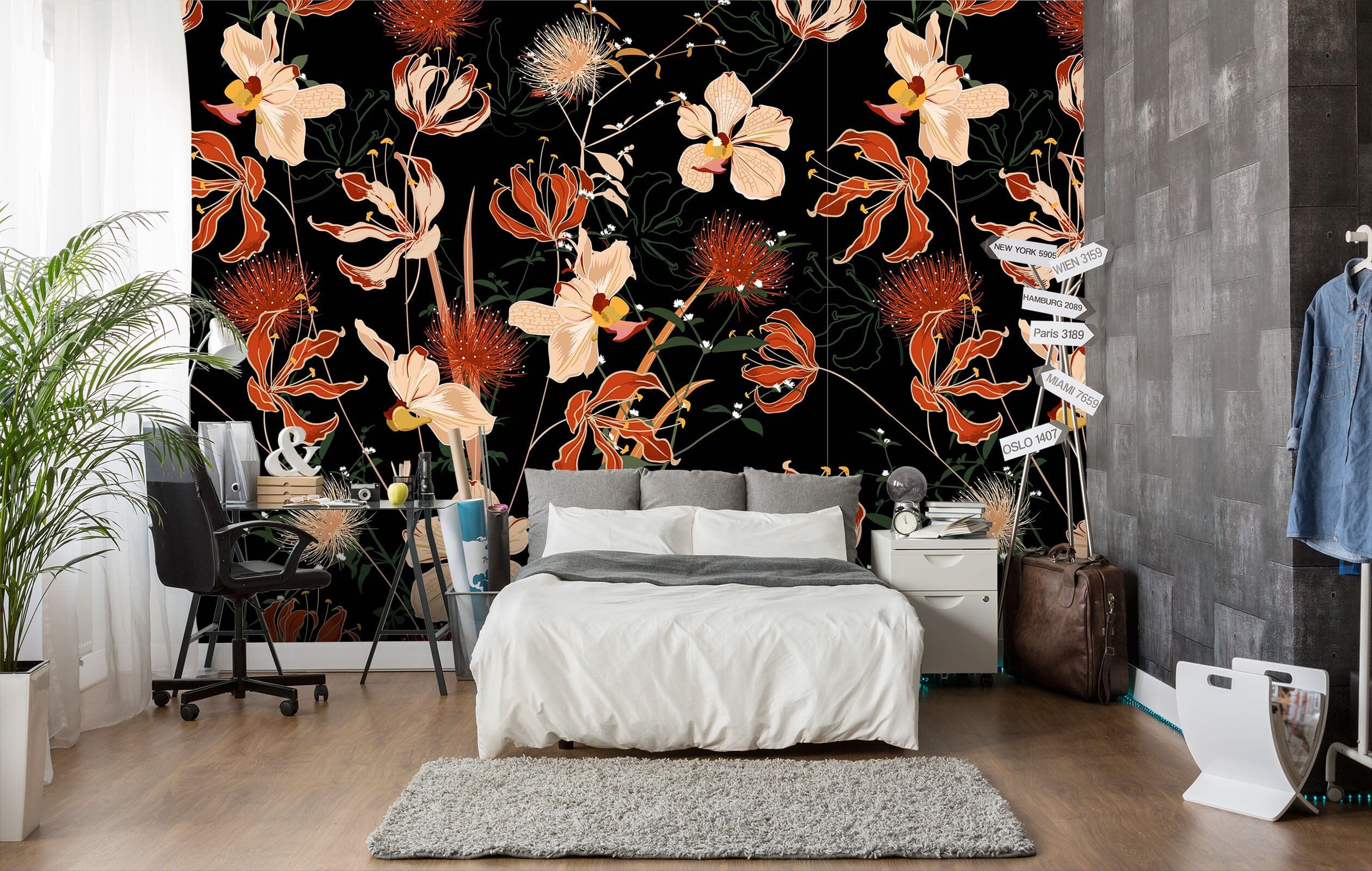 3D Graffiti Red Flower 92 Wall Murals Wallpaper AJ Wallpaper 2
