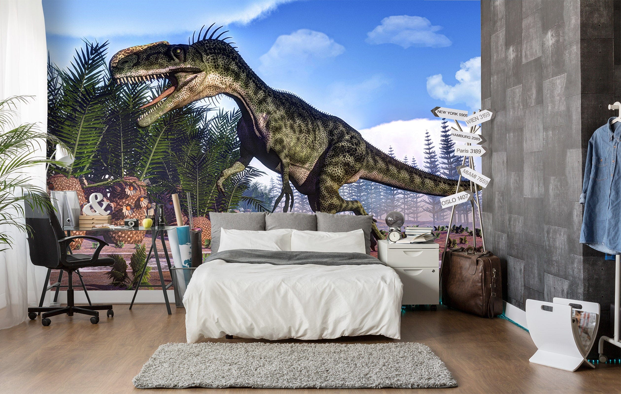 3D Forest Tyrannosaurus 1544 Wall Murals Wallpaper AJ Wallpaper 2
